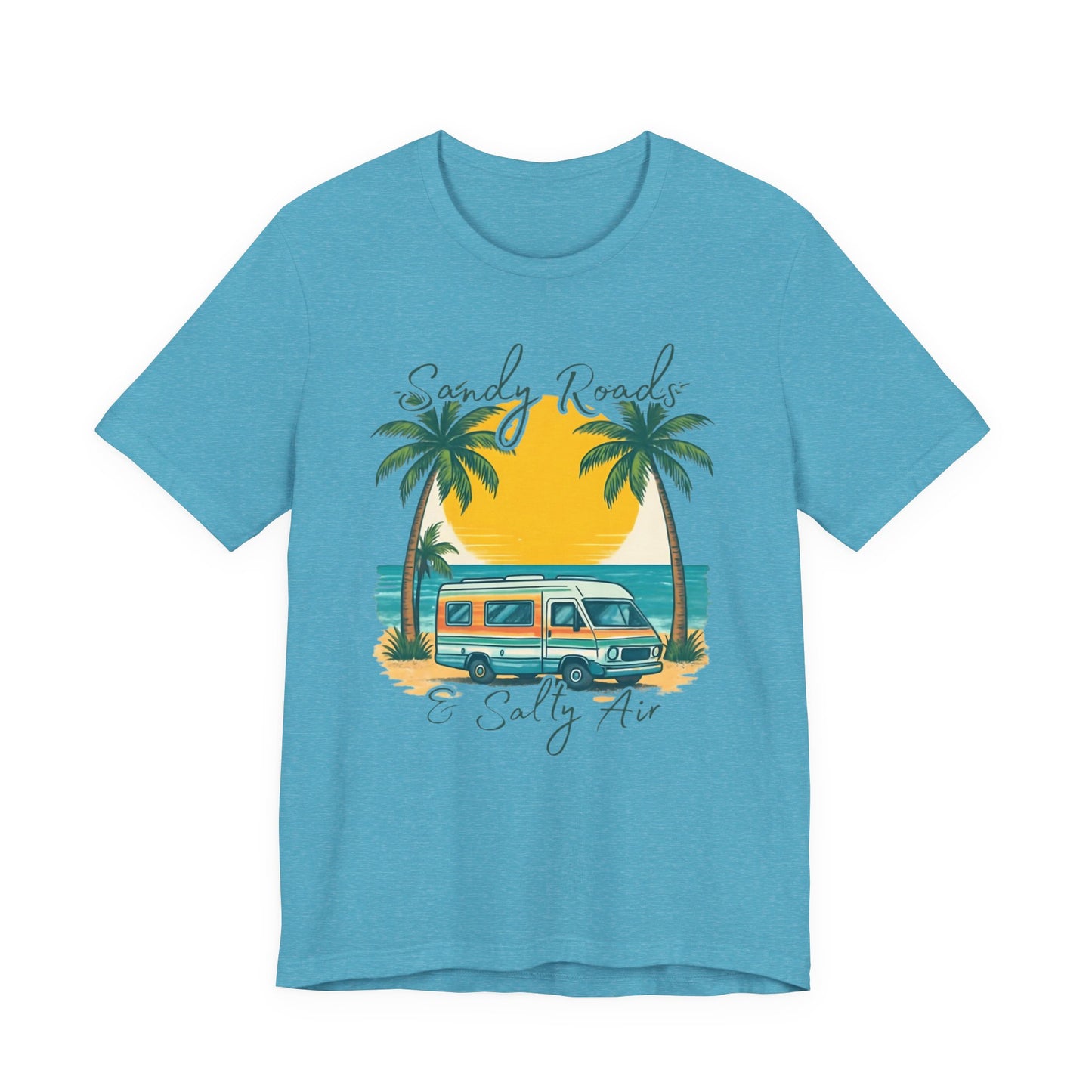 Camiseta Sandy Roads &amp; Salty Air: Camisa playera ligera para mujer para días costeros y ambiente veraniego.