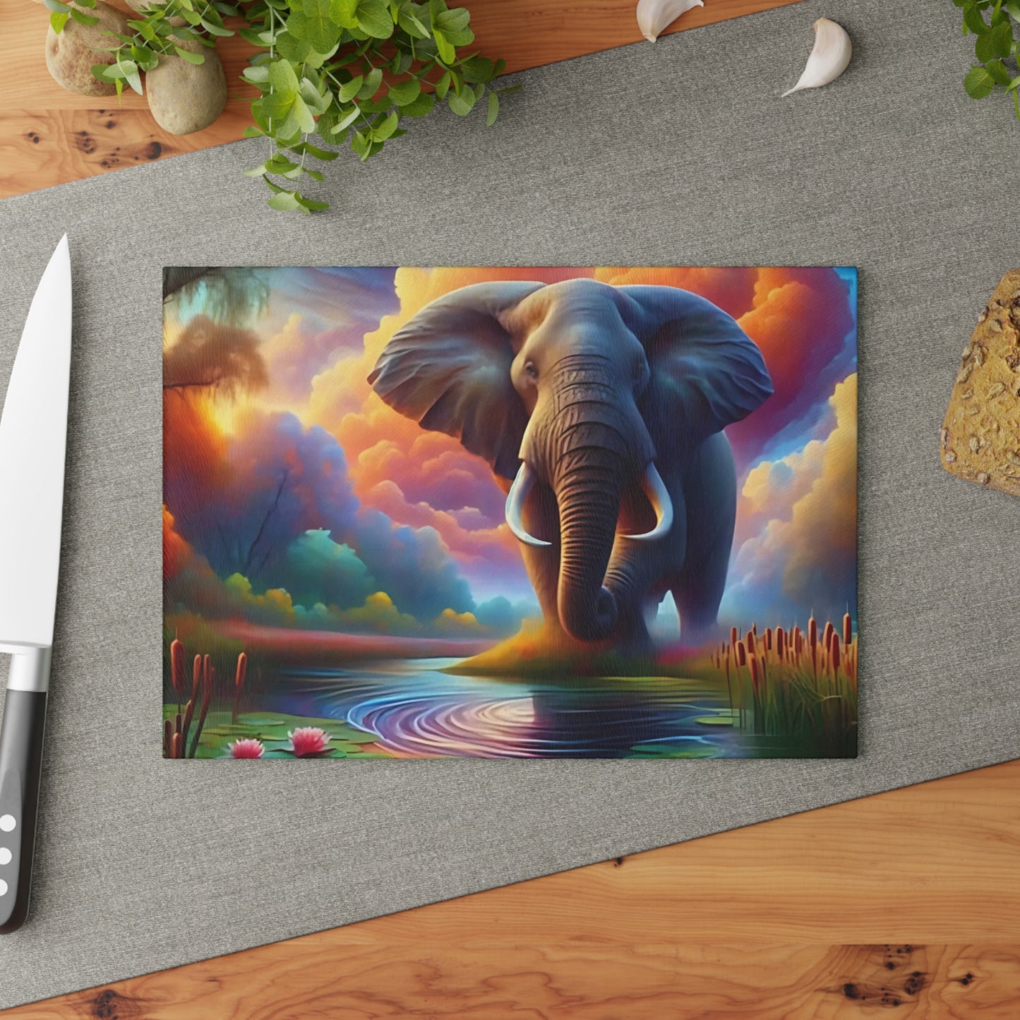 Elephant Tempered Glass Cutting Board