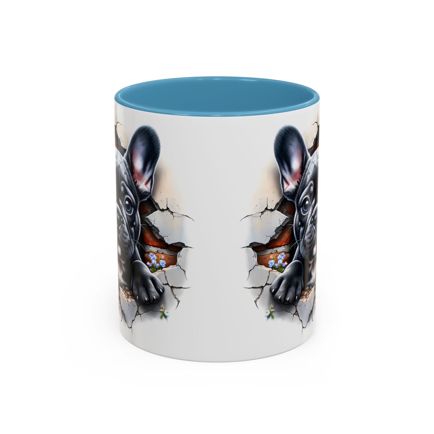 🐾🖤 Black French Bulldog Puppy Accent Mug – Cute Peek-Through Cup for Dog Lovers ☕✨