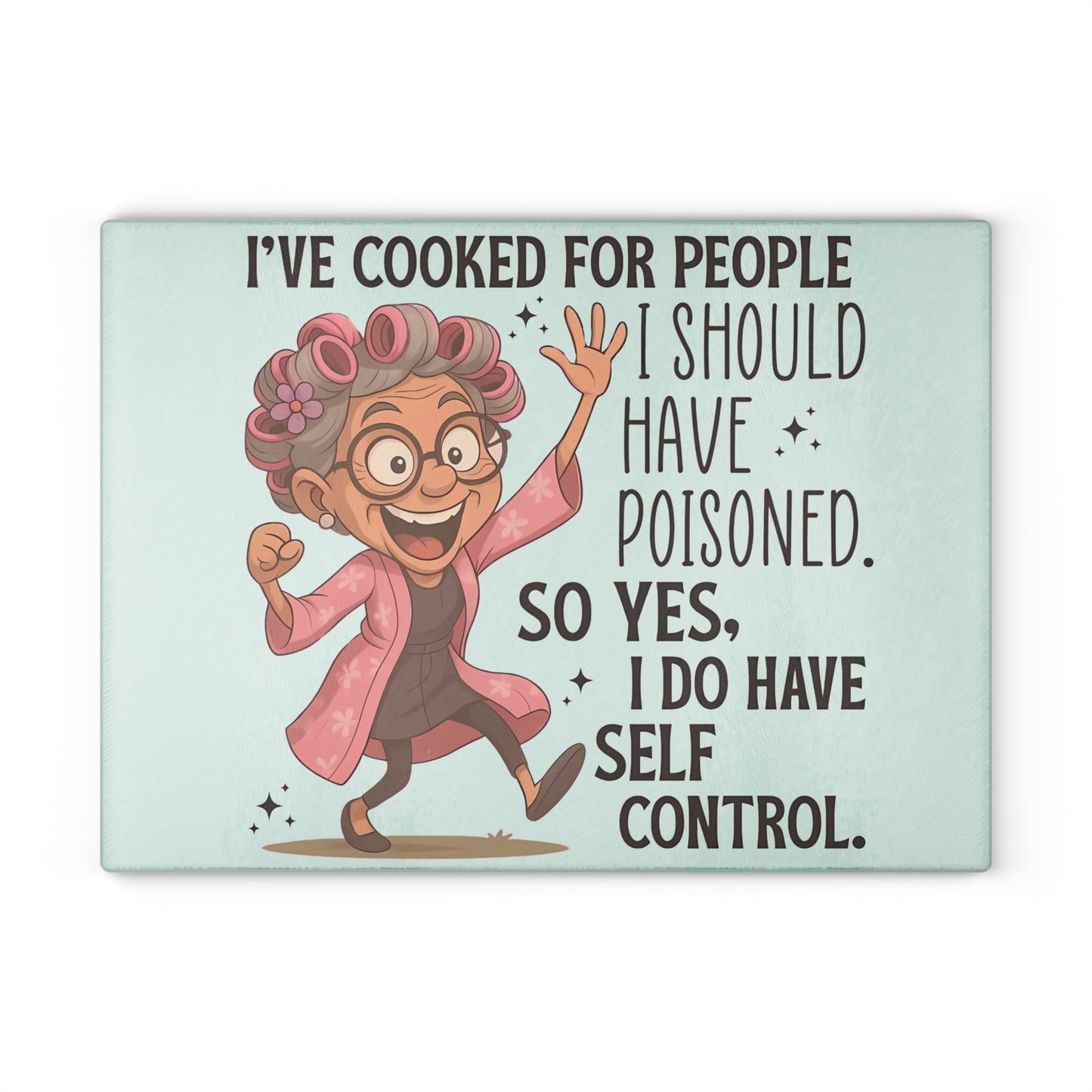 😂 Tabla de cortar de vidrio “He cocinado para personas que debería haber envenenado”: ​​¡humor caprichoso de abuela en la cocina!
