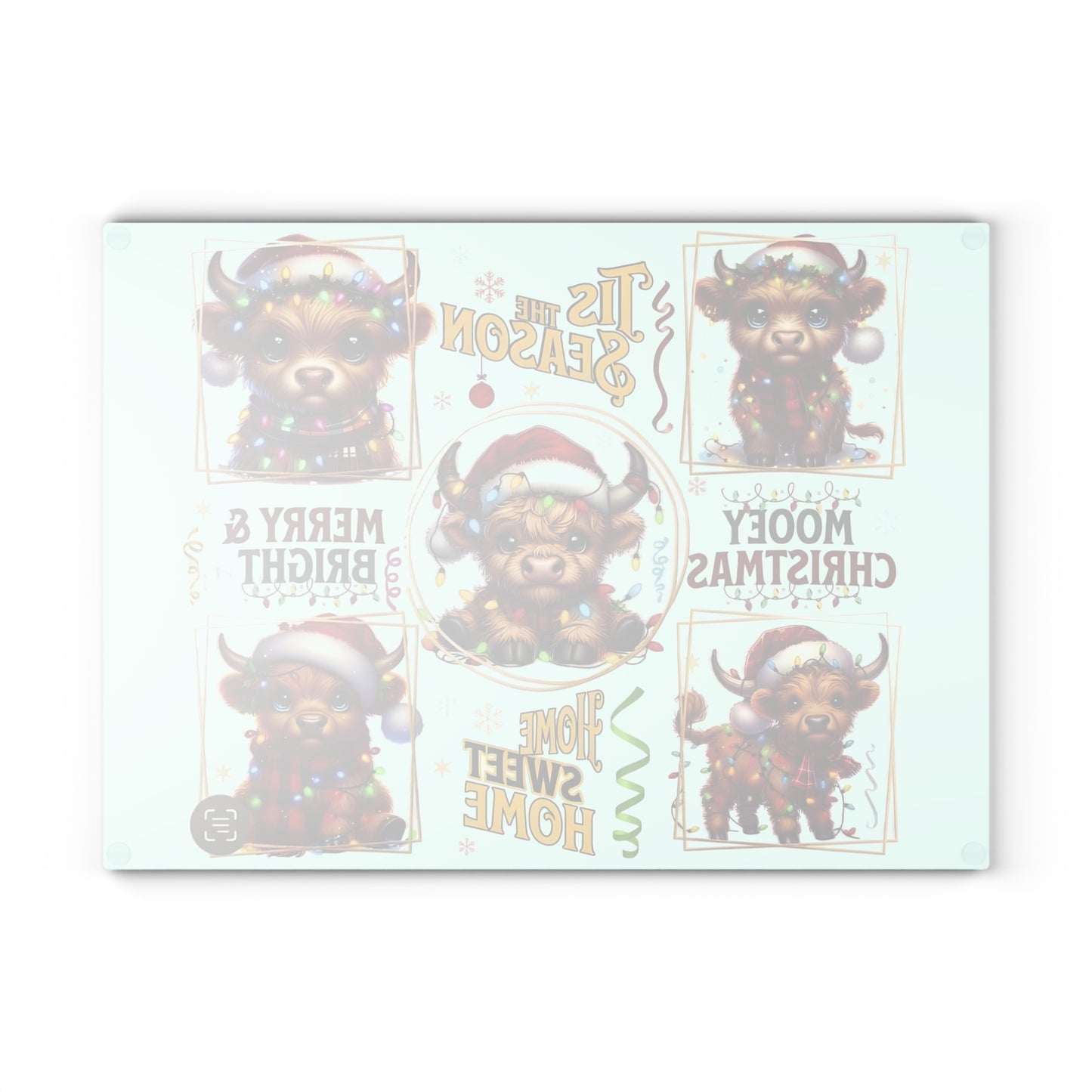 🎄 ’Tis the Season Highland Cow – Merry & Bright Christmas Cutting Board