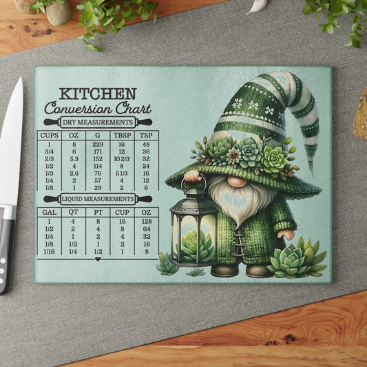 🎄🧑‍🍳 Green Gnome Kitchen Conversion Cutting Board – Whimsical Holiday Helper with Succulent Charm 🌱✨