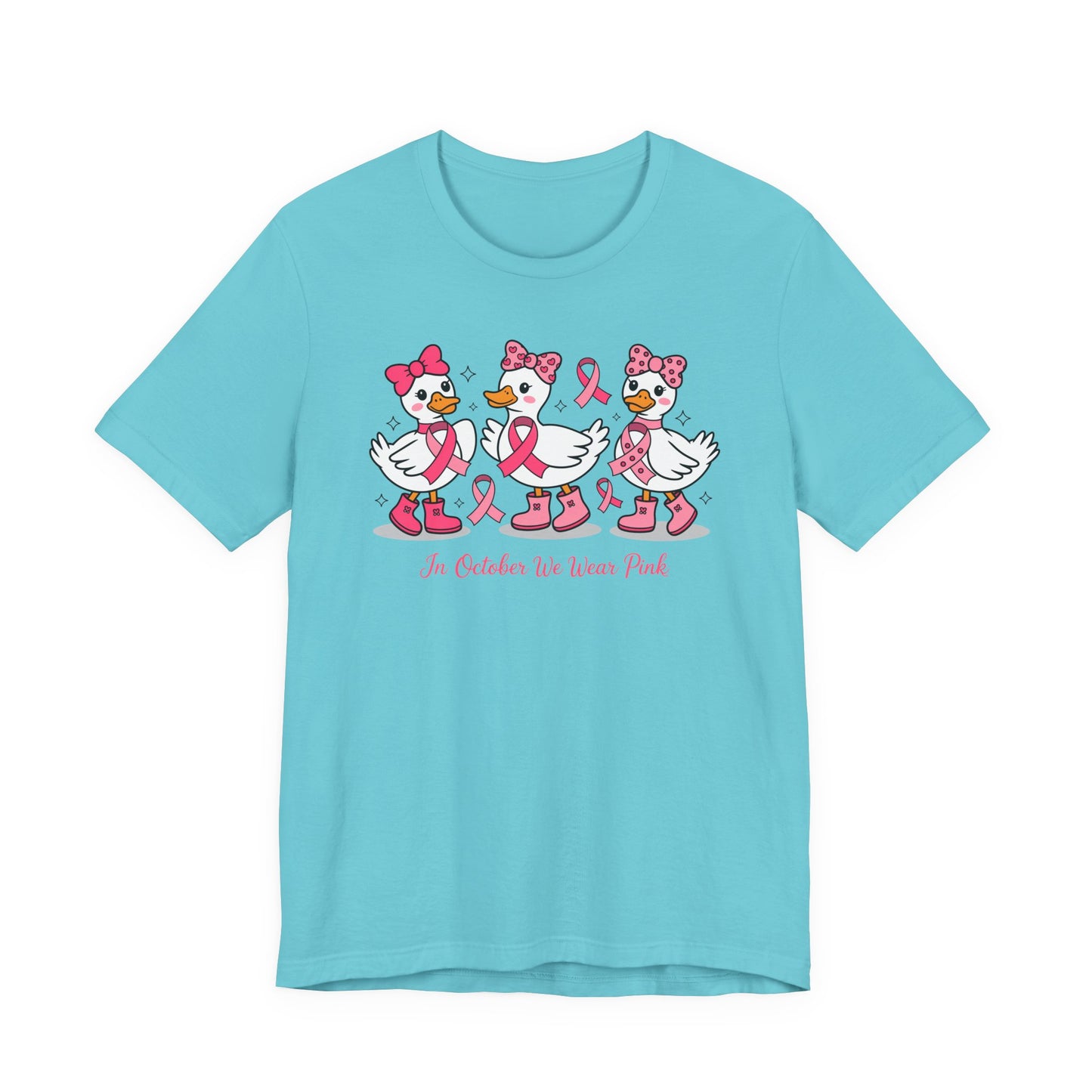 🎀🦆 In October We Wear Pink Duck T-Shirt – Cute Breast Cancer Awareness Tee 💖✨