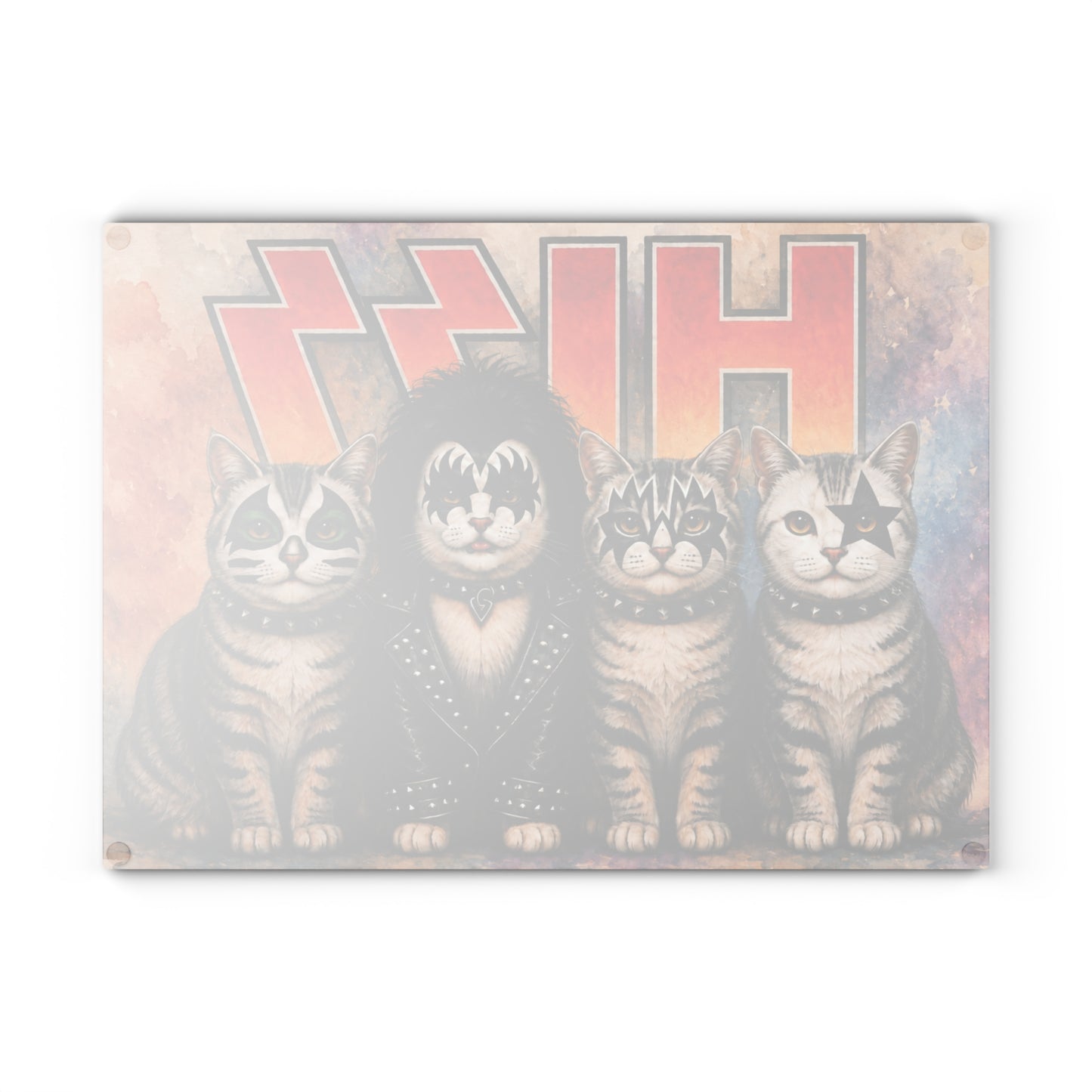 Hissing Cats Glass Cutting Board – Funny Cat Artwork for Cat Lovers