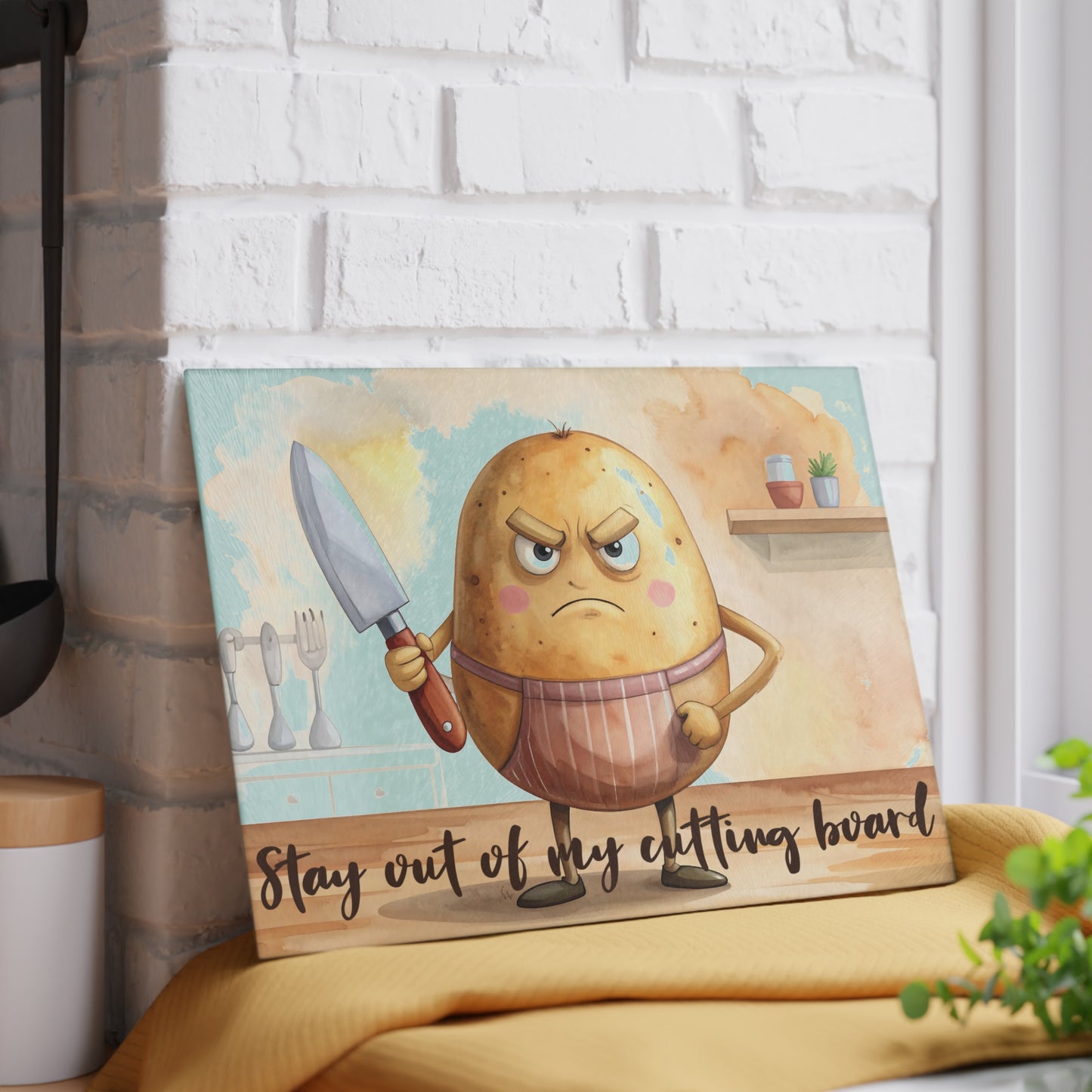 🥔 Stay Out of My Cutting Board – Funny Kitchen Humor for Your Home