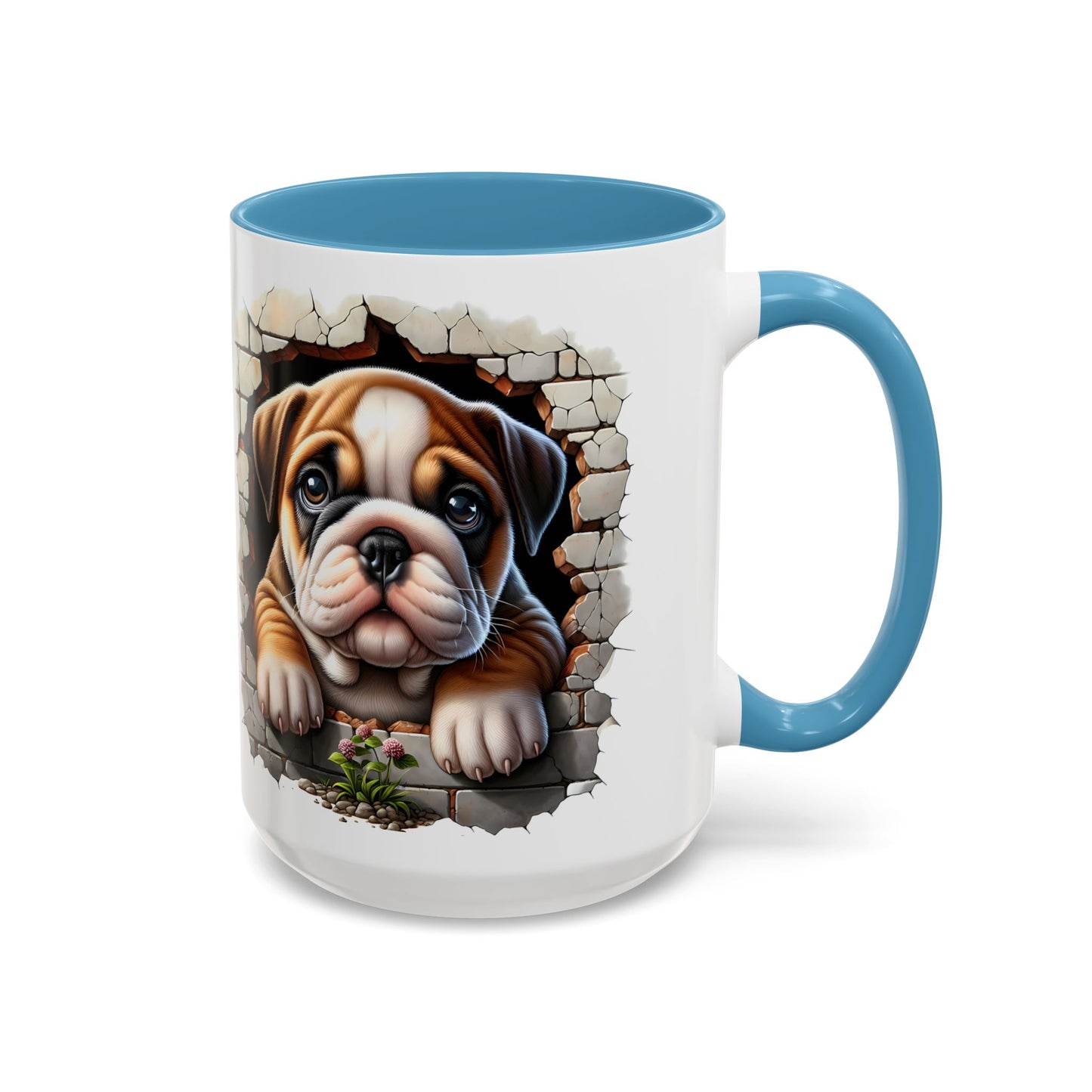 🎀🐶 English Bulldog Puppy Accent Mug – Cute Peek-Through Dog Design for Animal Lovers ☕💖