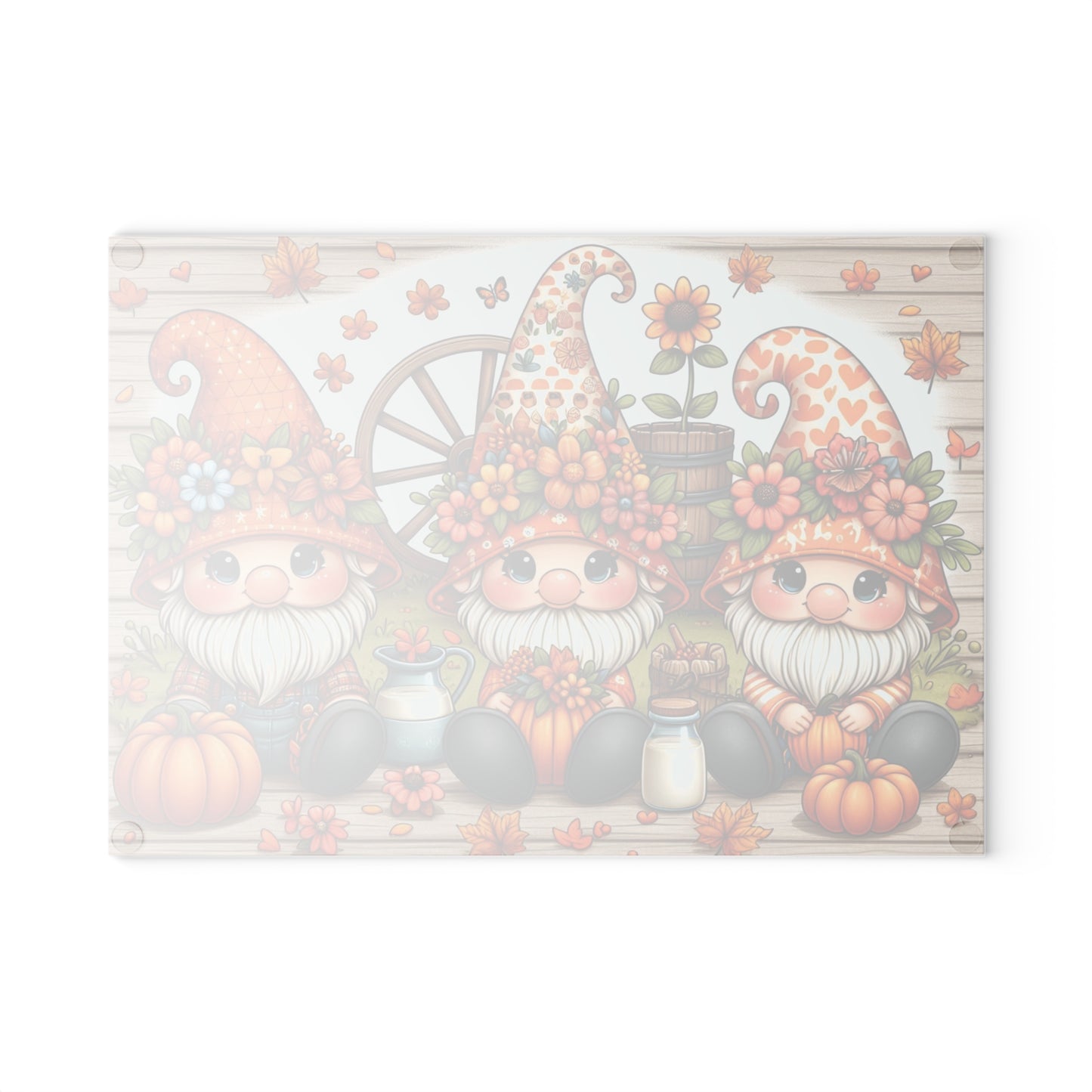 🍂 Autumn Gnome Trio Cutting Board – Whimsical Harvest Charm for Your Kitchen