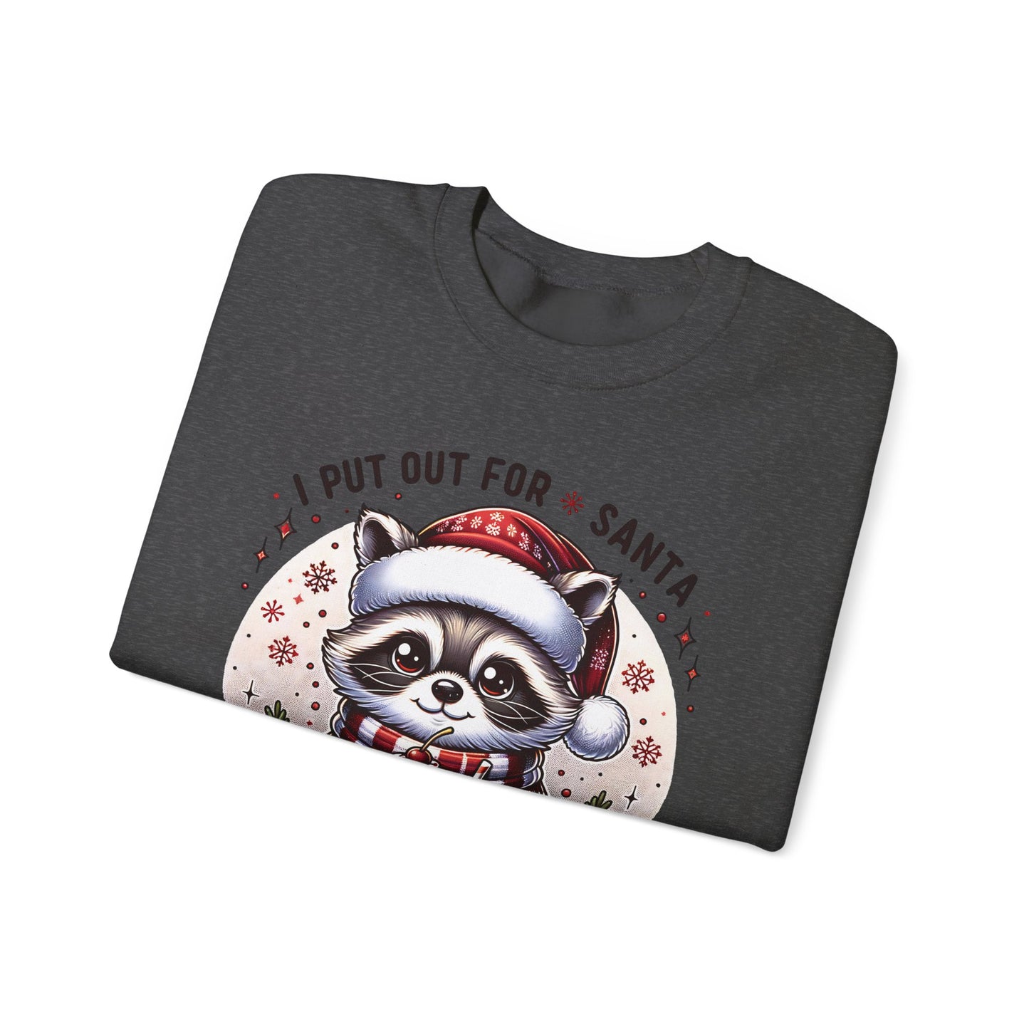 🎄🦝 “Naughty Raccoon Cocoa” Christmas Crewneck – Cute, Cozy & A Little Cheeky