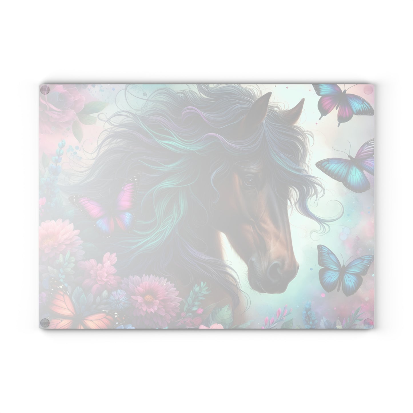 🦋 Majestic Horse & Butterfly Dreamscape Cutting Board – Artistic Elegance for Your Kitchen 🌸