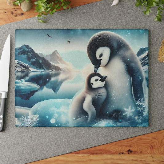 🐧❄️ Penguin Love Arctic Cutting Board – Serenity & Style for Your Kitchen ❄️🐧
