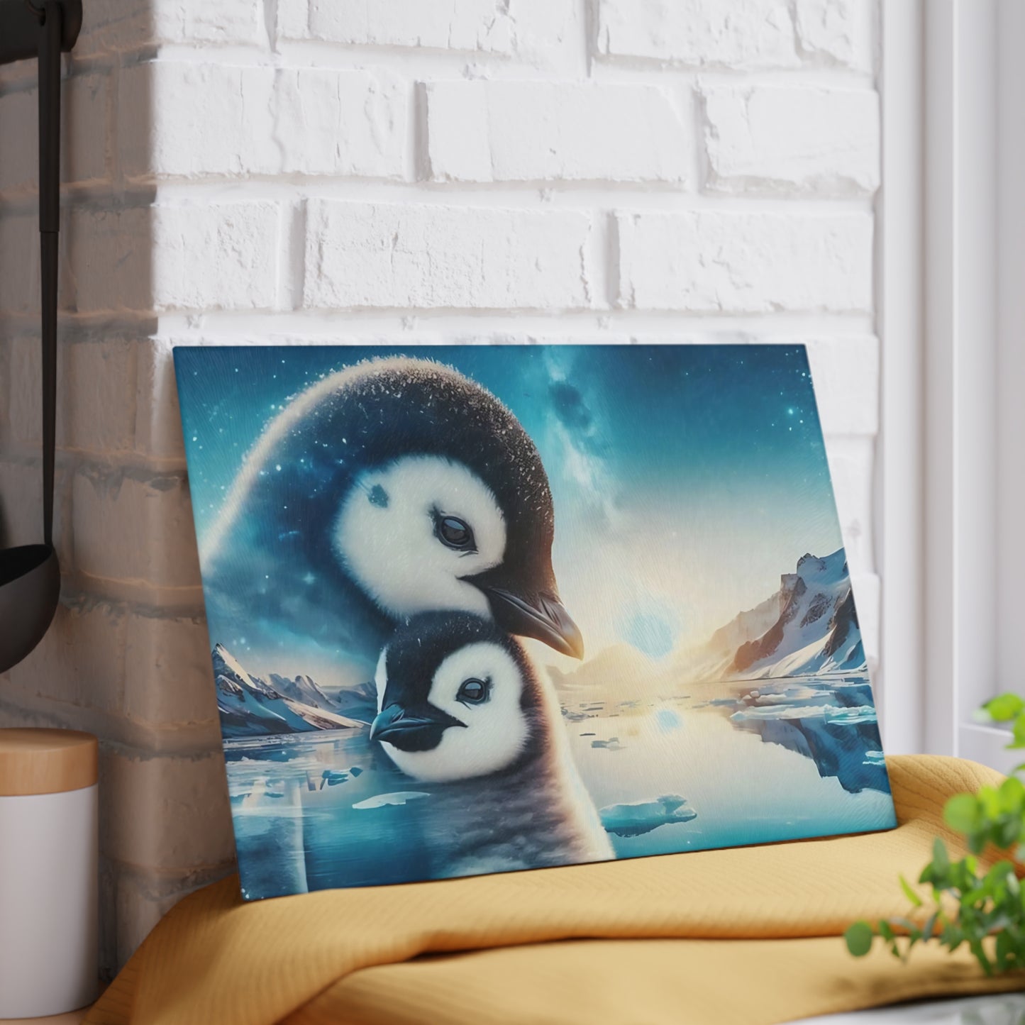 🐧❄️ Penguin & Chick Arctic Cutting Board – Polar Serenity for Your Kitchen ❄️🐧