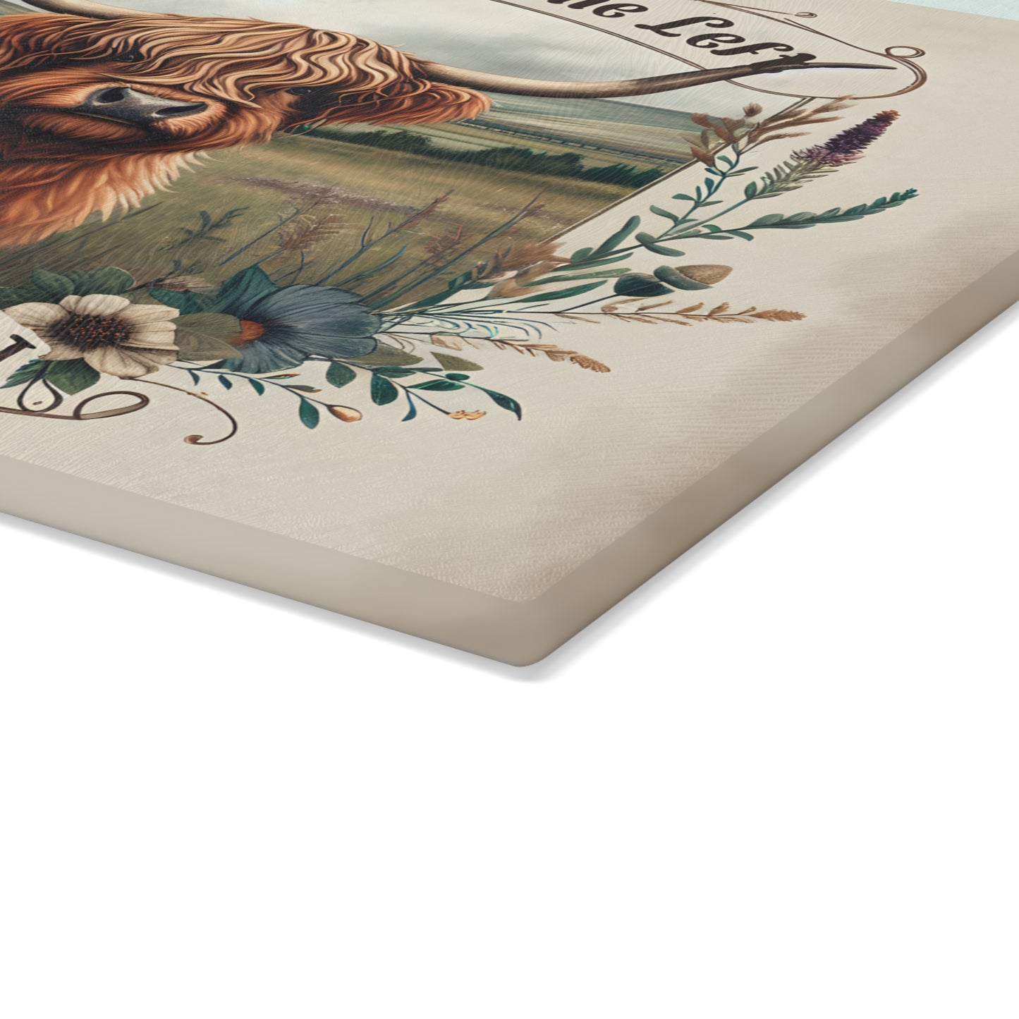 🐮 “Live Like Someone Left the Gate Open” Cutting Board – Highland Cow Freedom & Rustic Charm