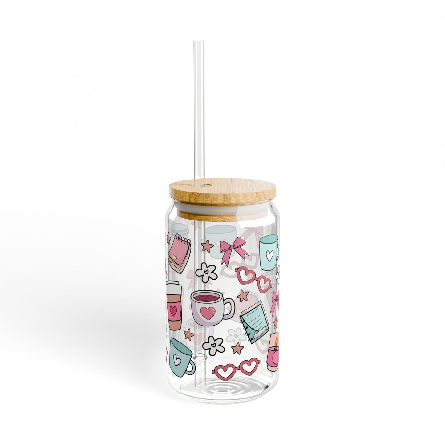 ☕💖 Cozy Café Vibes Sipper Glass – 16oz of Pastel Bliss with Every Sip 🌟