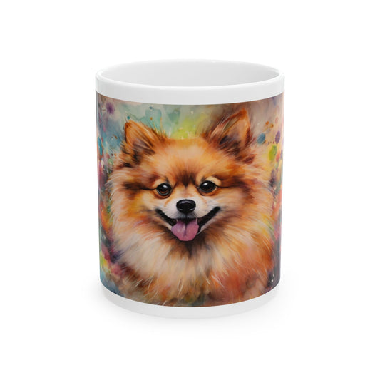 Taza Pomerania Acuarela: ¡Una explosión de color y personalidad! 🌸