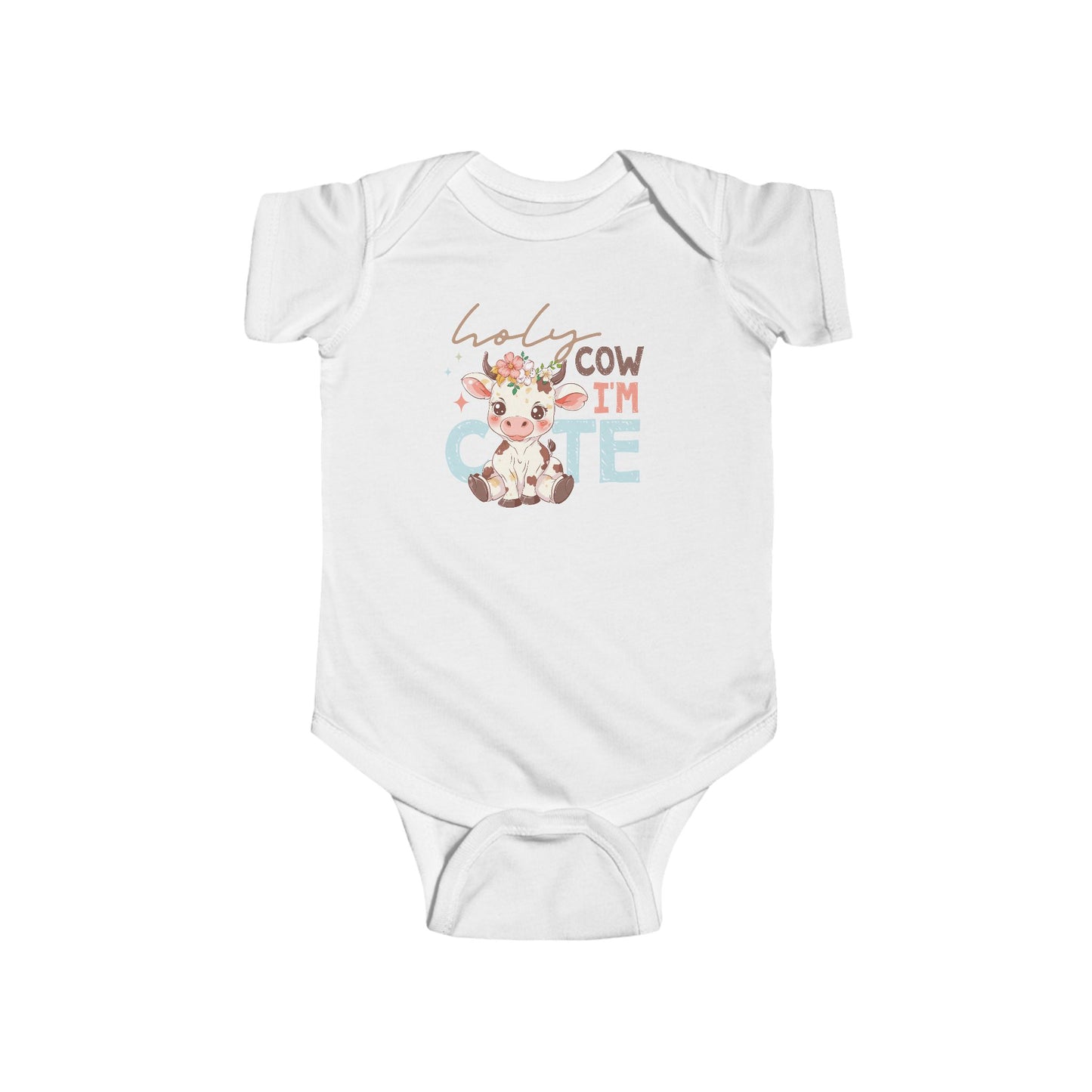 🐮🌸 Holy Cow I’m Cute Baby Onesie – Adorable Farm Animal Outfit for Babies 🍼✨