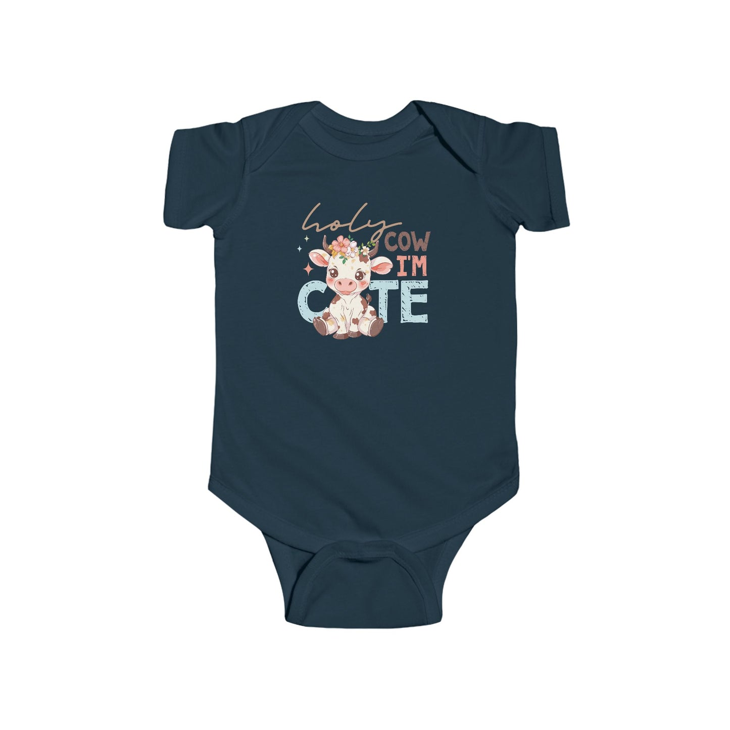 🐮🌸 Holy Cow I’m Cute Baby Onesie – Adorable Farm Animal Outfit for Babies 🍼✨
