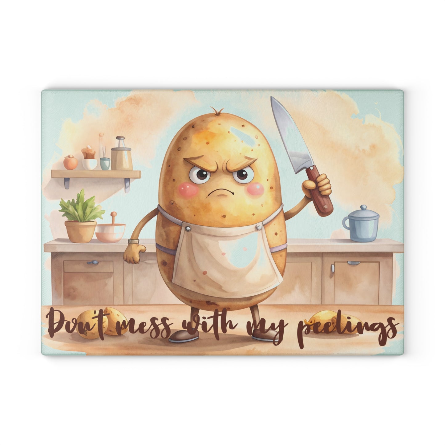 🥔 Don’t Mess With My Peelings – Funny Potato Cutting Board