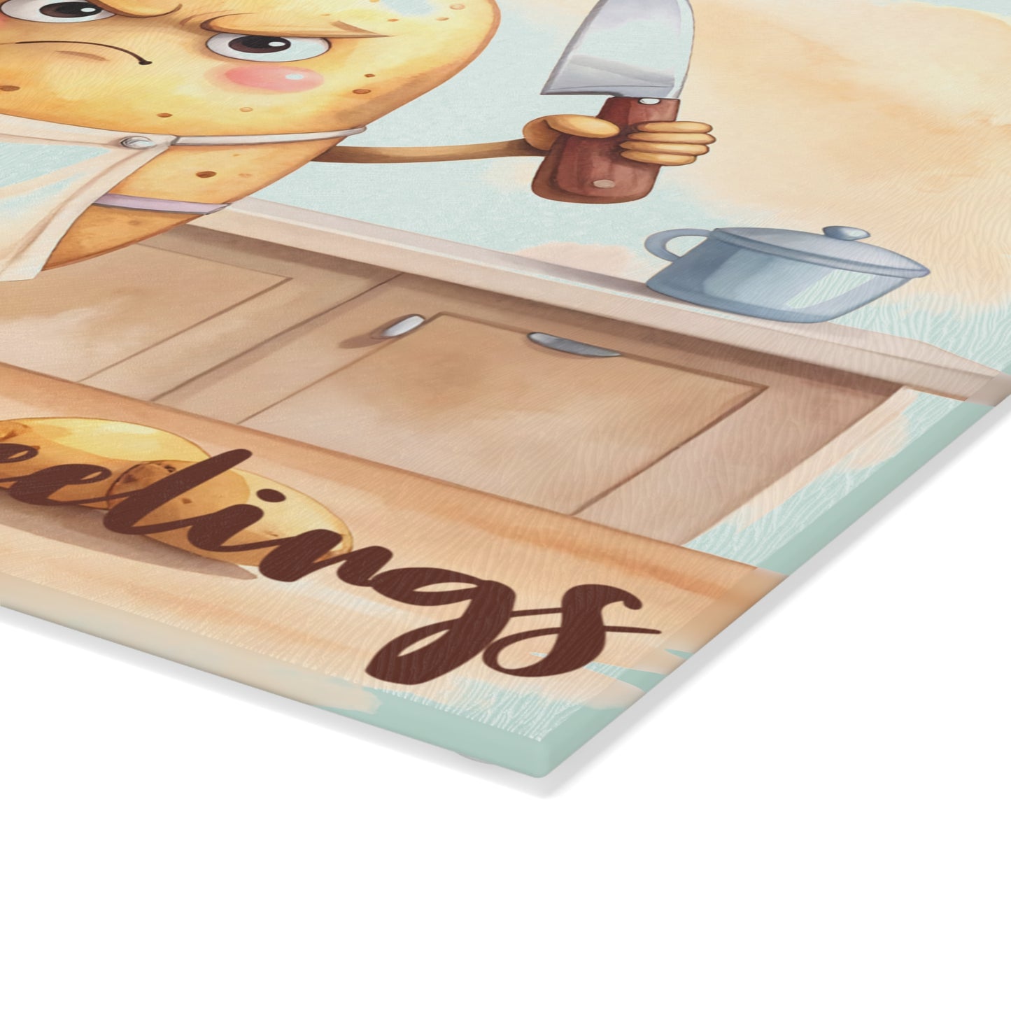🥔 Don’t Mess With My Peelings – Funny Potato Cutting Board