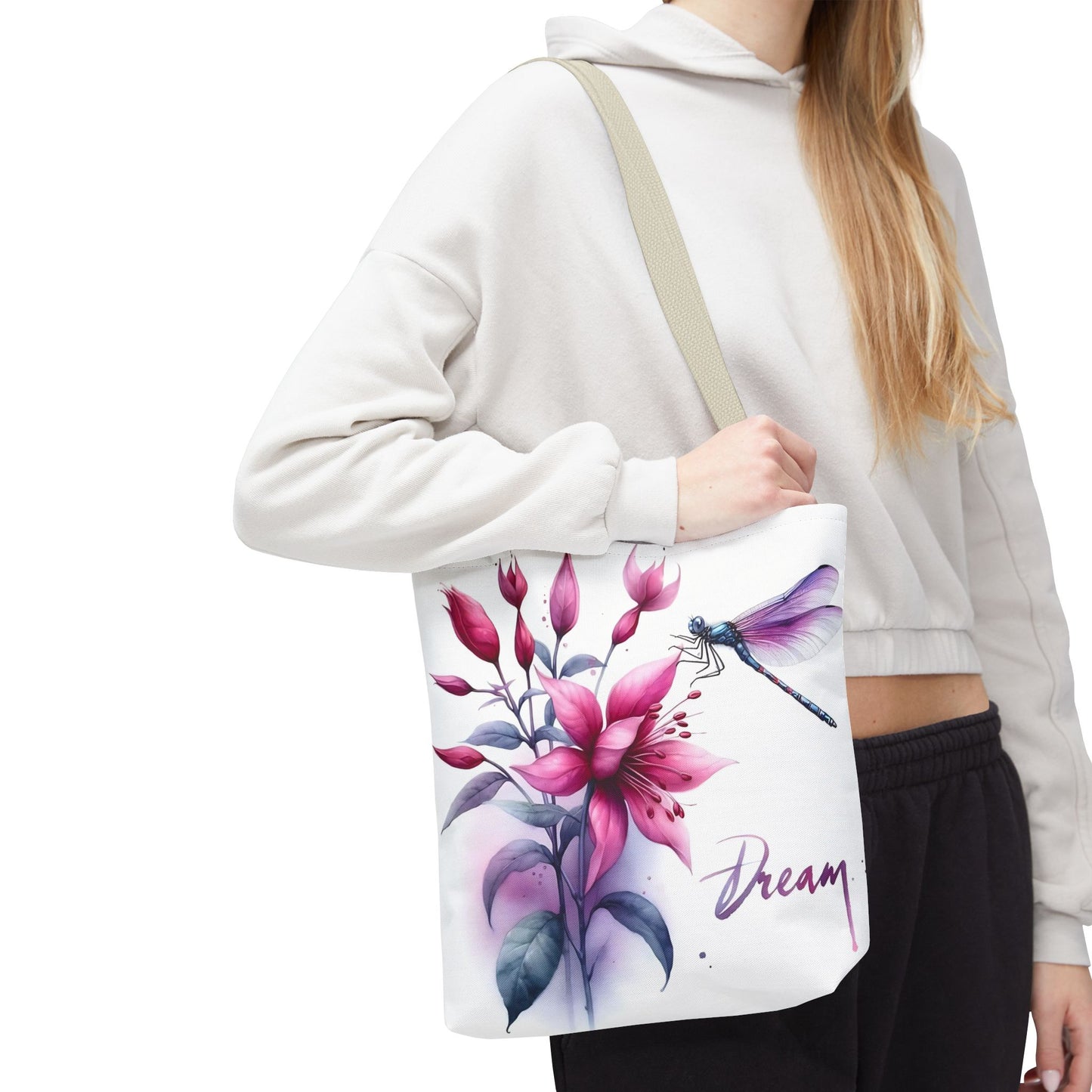 Bolso tote floral "Dream" con detalle de libélula: un bolso de mano inspirador y elegante