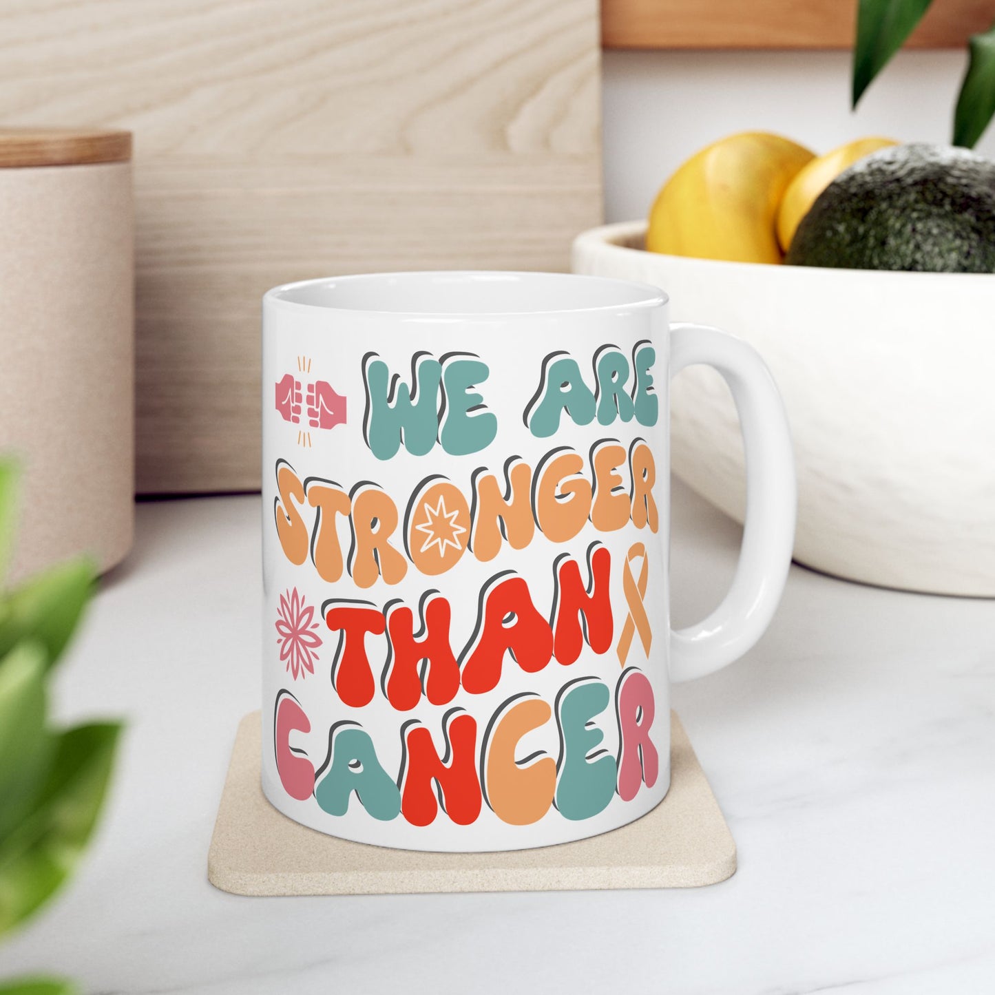 🌟 We Are Stronger Than Cancer Mug – Bold Retro Inspiration 💪