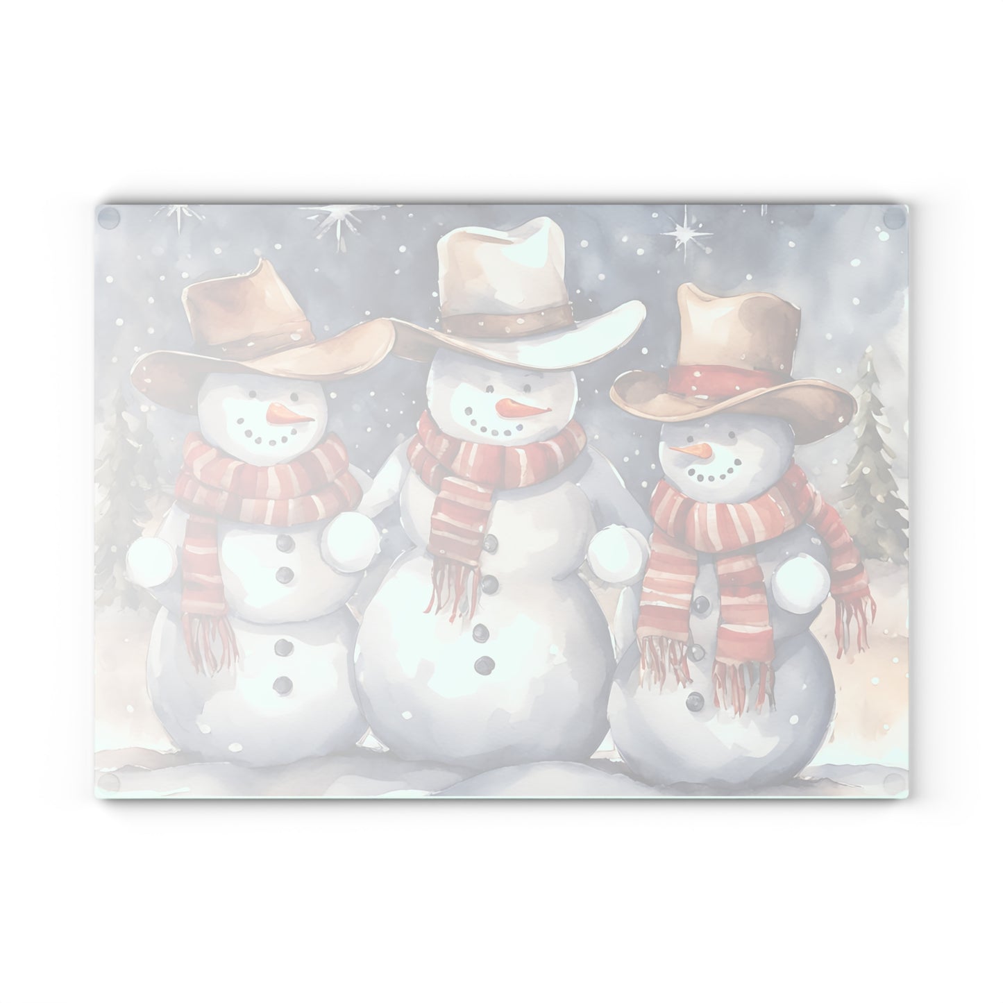 ⛄🤠 Cowboy Snowmen Cutting Board – Western Whimsy for Your Holiday Kitchen