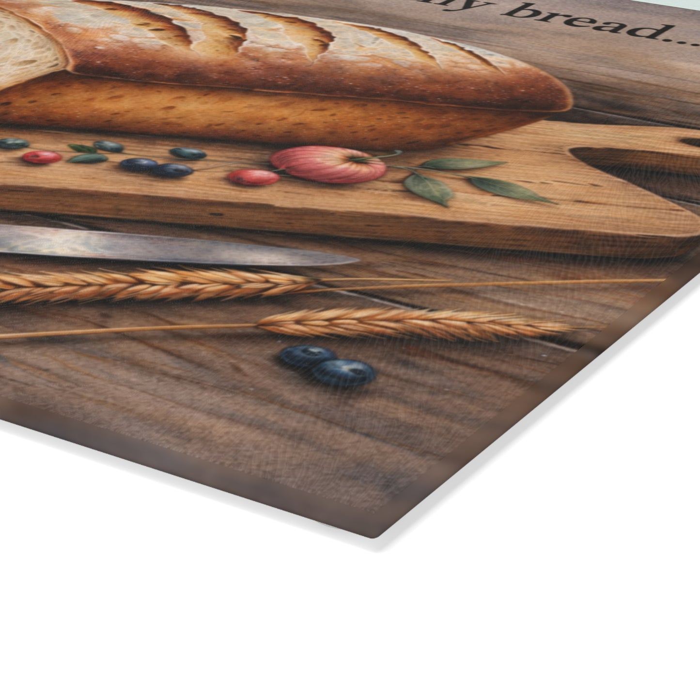 Rustic Artisan Bread Glass Cutting Board – Farmhouse Kitchen Artwork