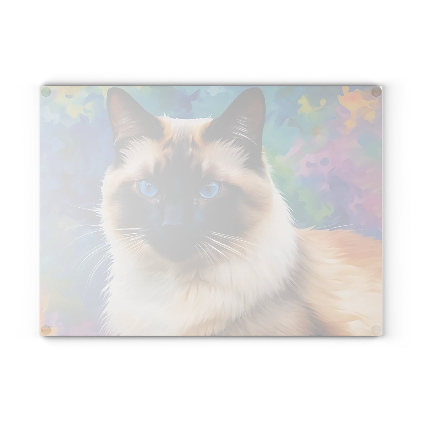 😻 Siamese Cat Cutting Board – Blue-Eyed Beauty in a Color Splash Kitchen Scene 🟦🌈