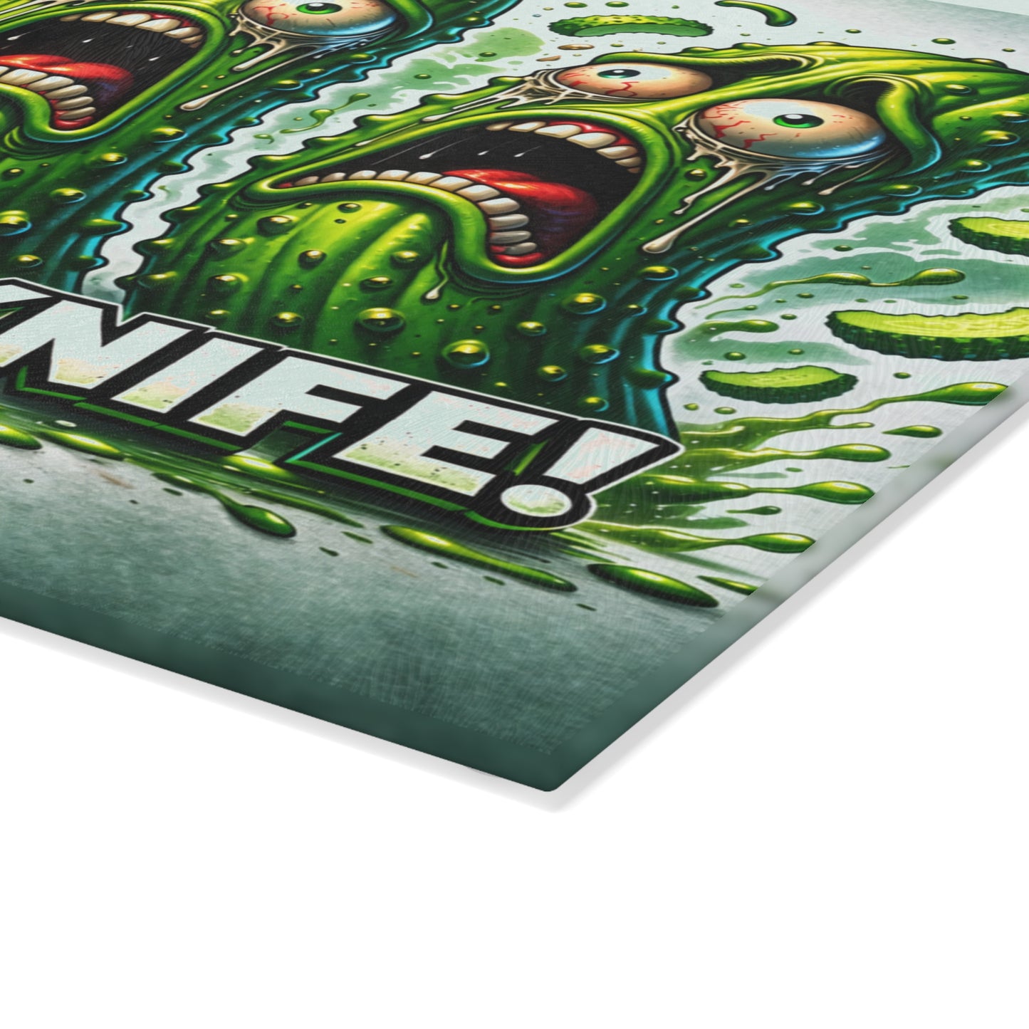 She Has a Knife! Glass Cutting Board – Pickle Panic Funny Kitchen Decor