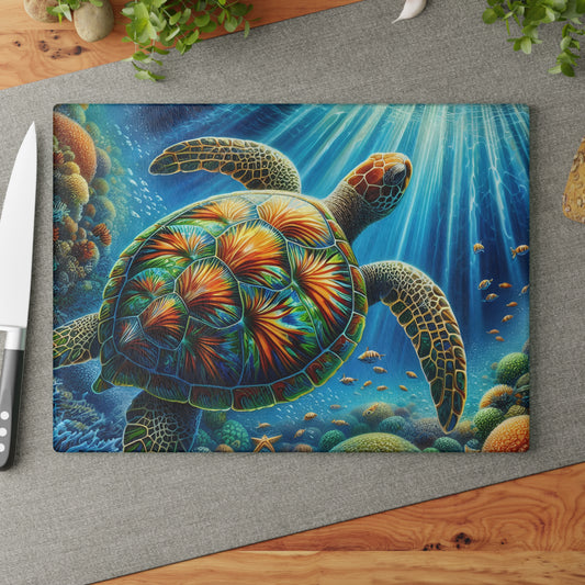 🐢 Vibrant Ocean Turtle Cutting Board – Splash of Color for Your Coastal Kitchen 🌊