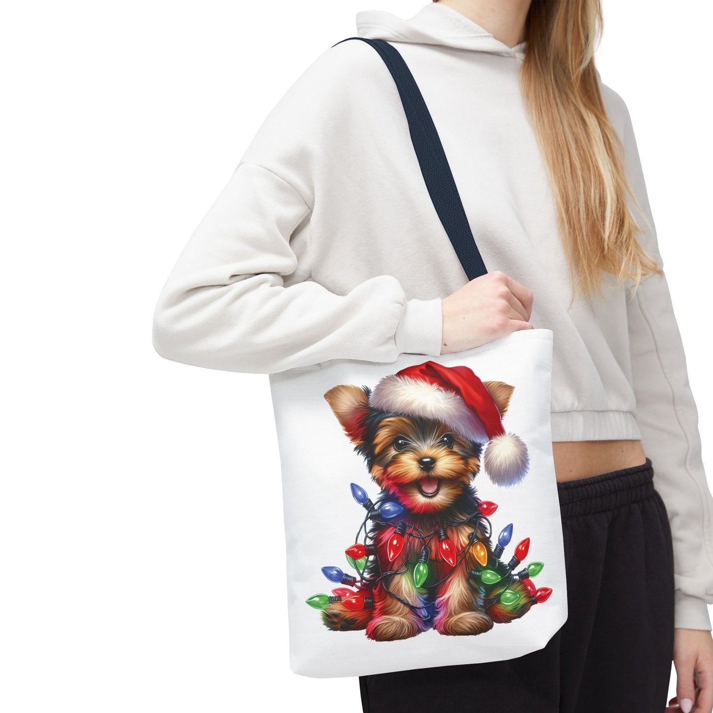 🎄 Yorkie Christmas Lights Tote Bag – Holiday Cheer in Every Carry 🎁