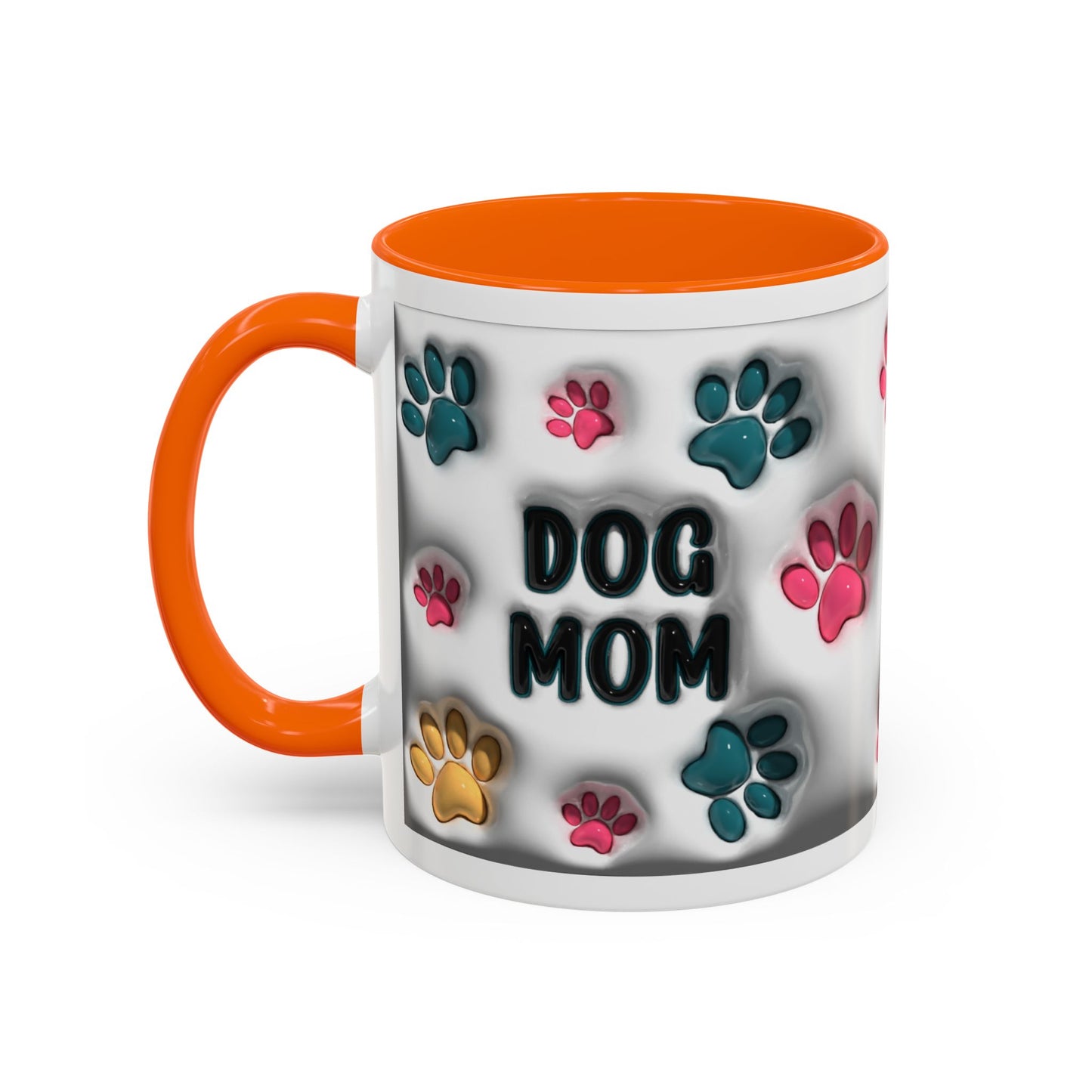 Dog Mom Accent Mug – Colorful Paw Print Cup for Proud Pet Parents