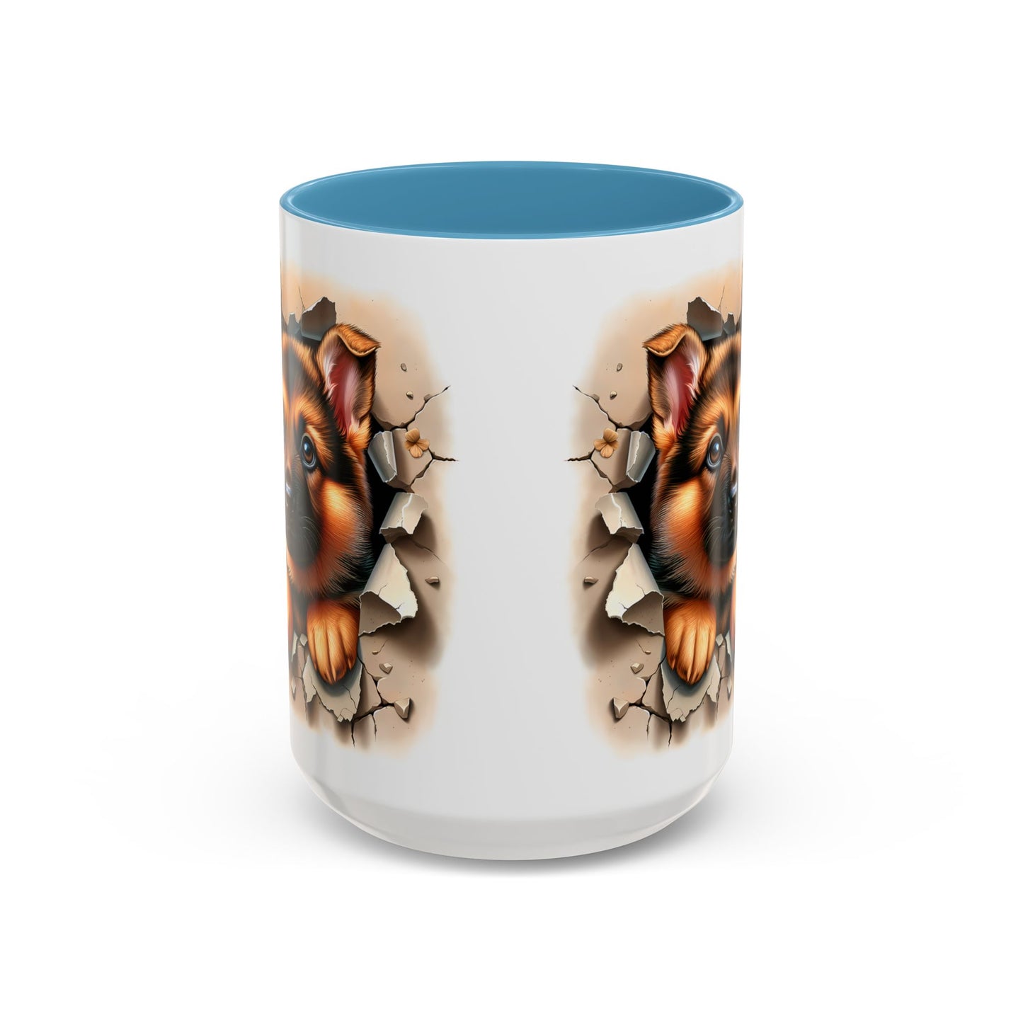 🐾☕ German Shepherd Puppy Peek Accent Mug – Loyal Pup Lover Gift ✨🖤