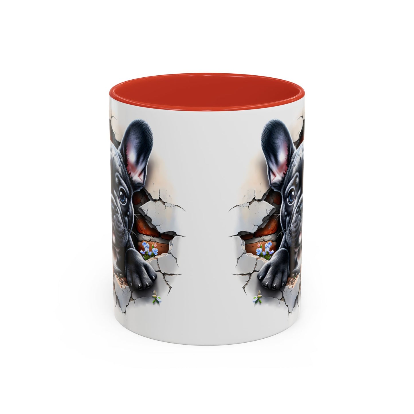 🐾🖤 Black French Bulldog Puppy Accent Mug – Cute Peek-Through Cup for Dog Lovers ☕✨