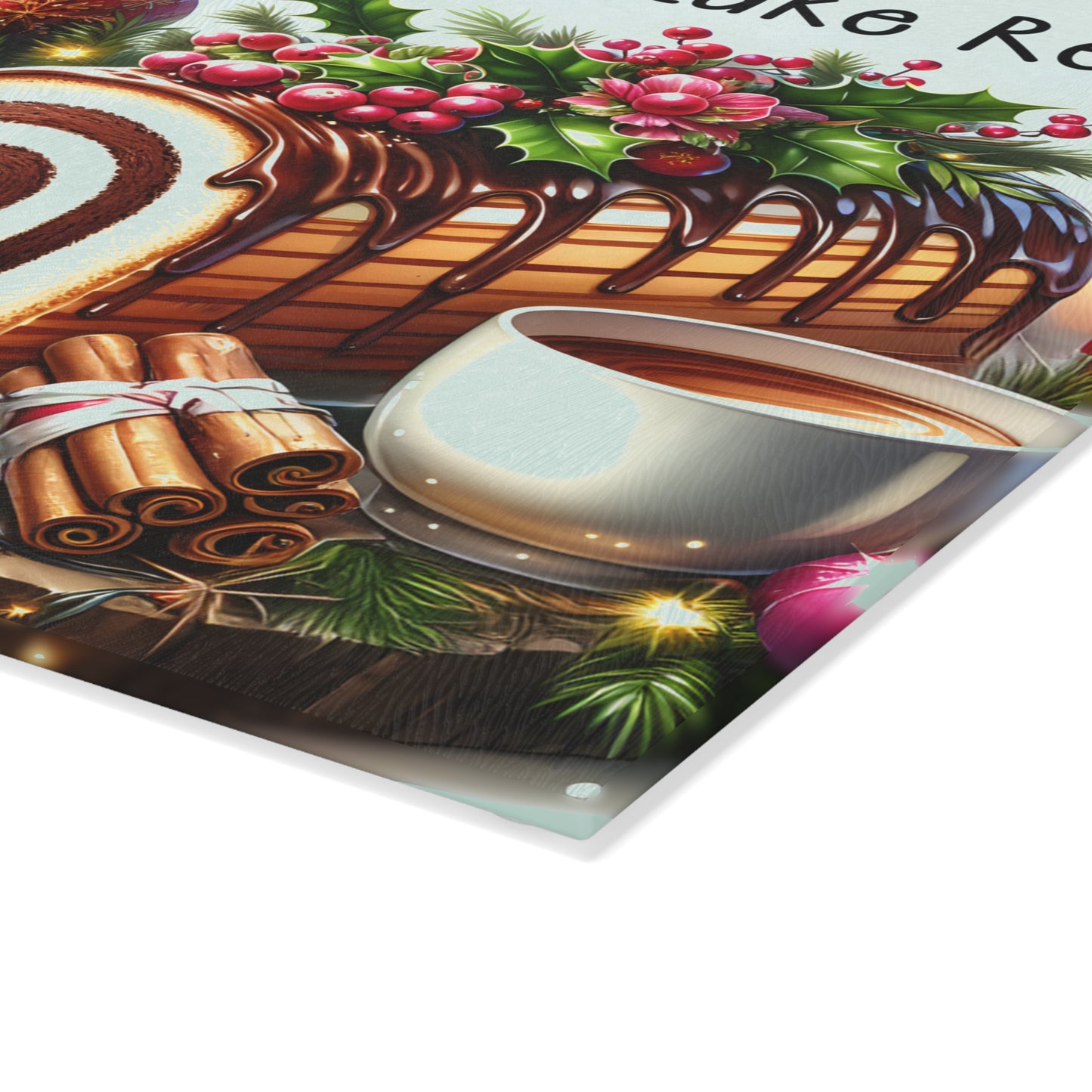 🎄🍰 Christmas Yule Log Cake Recipe Cutting Board – Festive Recipe Art for Your Holiday Kitchen