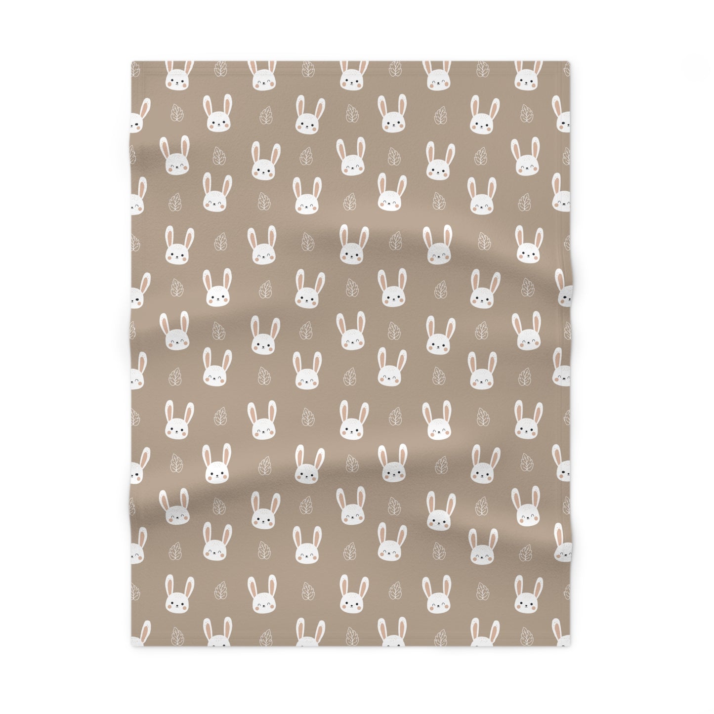 🐰 Taupe Bunny Pattern Velveteen Plush Blanket – Cozy Unisex Throw