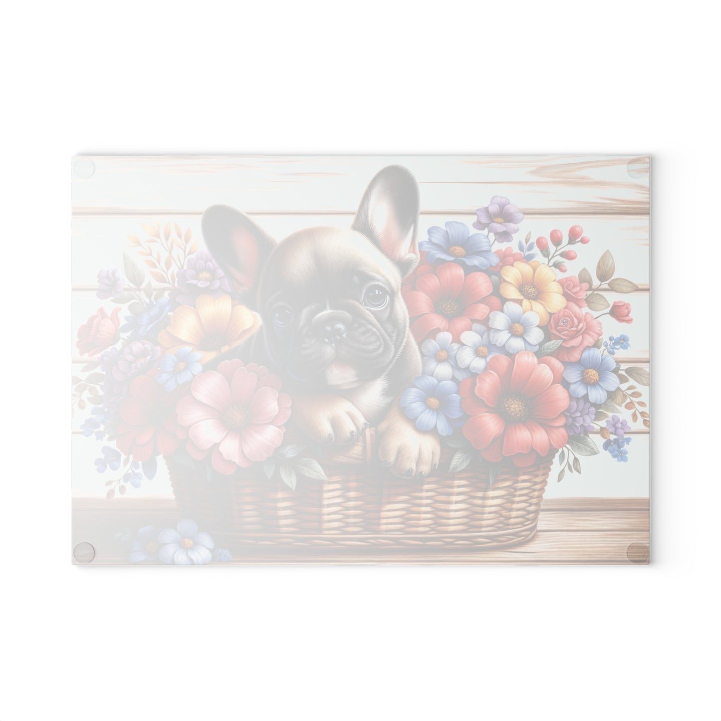 🐶🌸 French Bulldog in Basket Cutting Board – Adorable Elegance for Your Kitchen 🌼