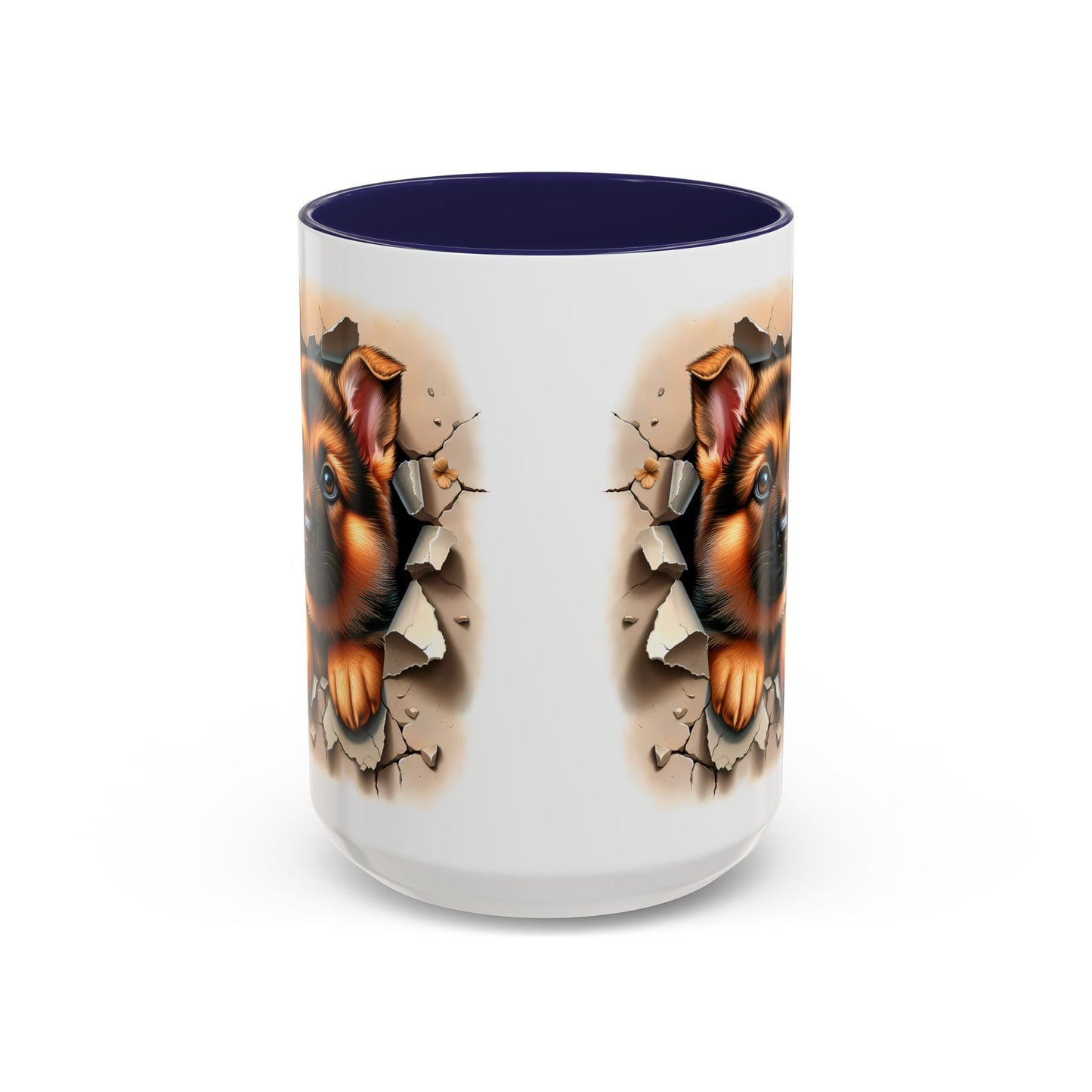 🐾☕ German Shepherd Puppy Peek Accent Mug – Loyal Pup Lover Gift ✨🖤