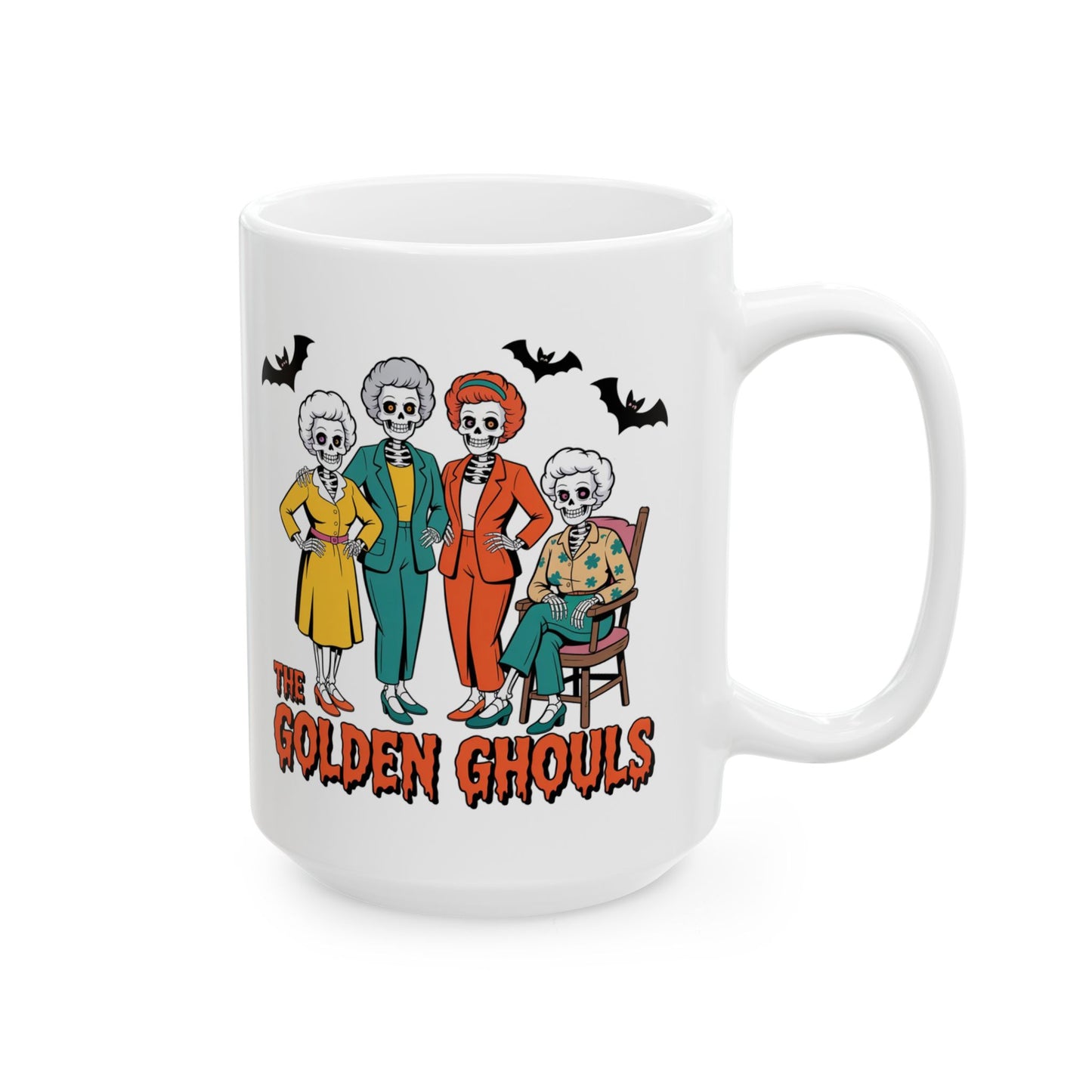💀👵 The Golden Ghouls Mug – Funny Skeleton Halloween Coffee Cup 🎃☕