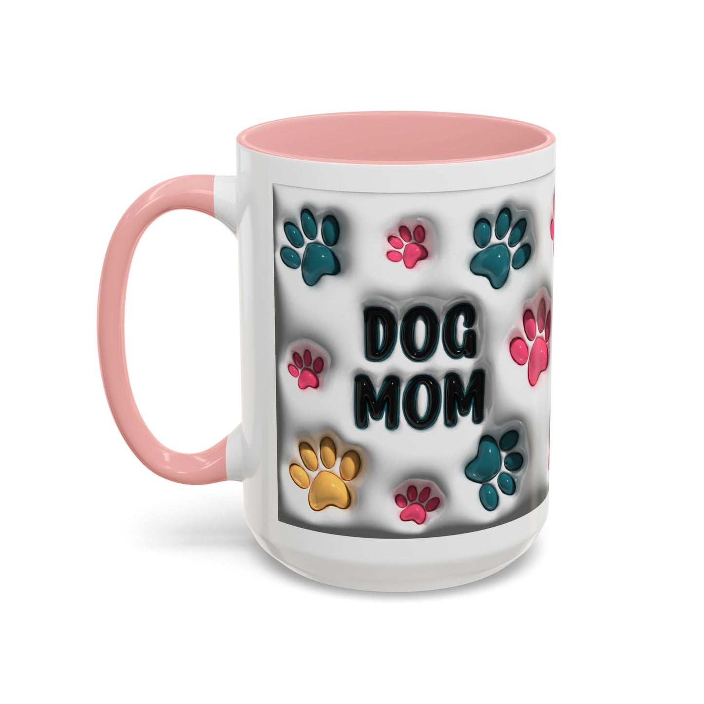 Dog Mom Accent Mug – Colorful Paw Print Cup for Proud Pet Parents