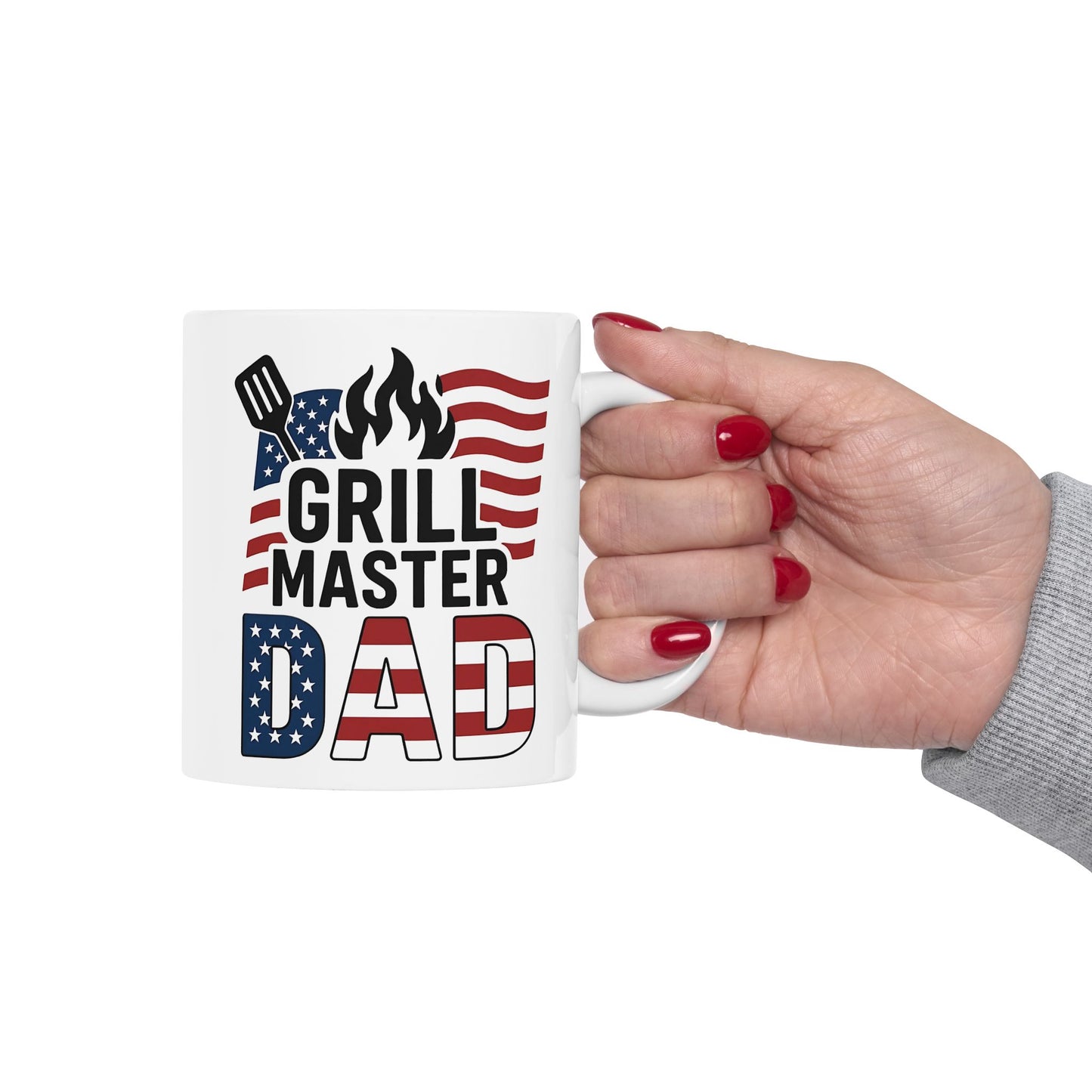 USA🔥 Grill Master DAD – Patriotic American Flag Coffee Mug (11oz & 15oz)