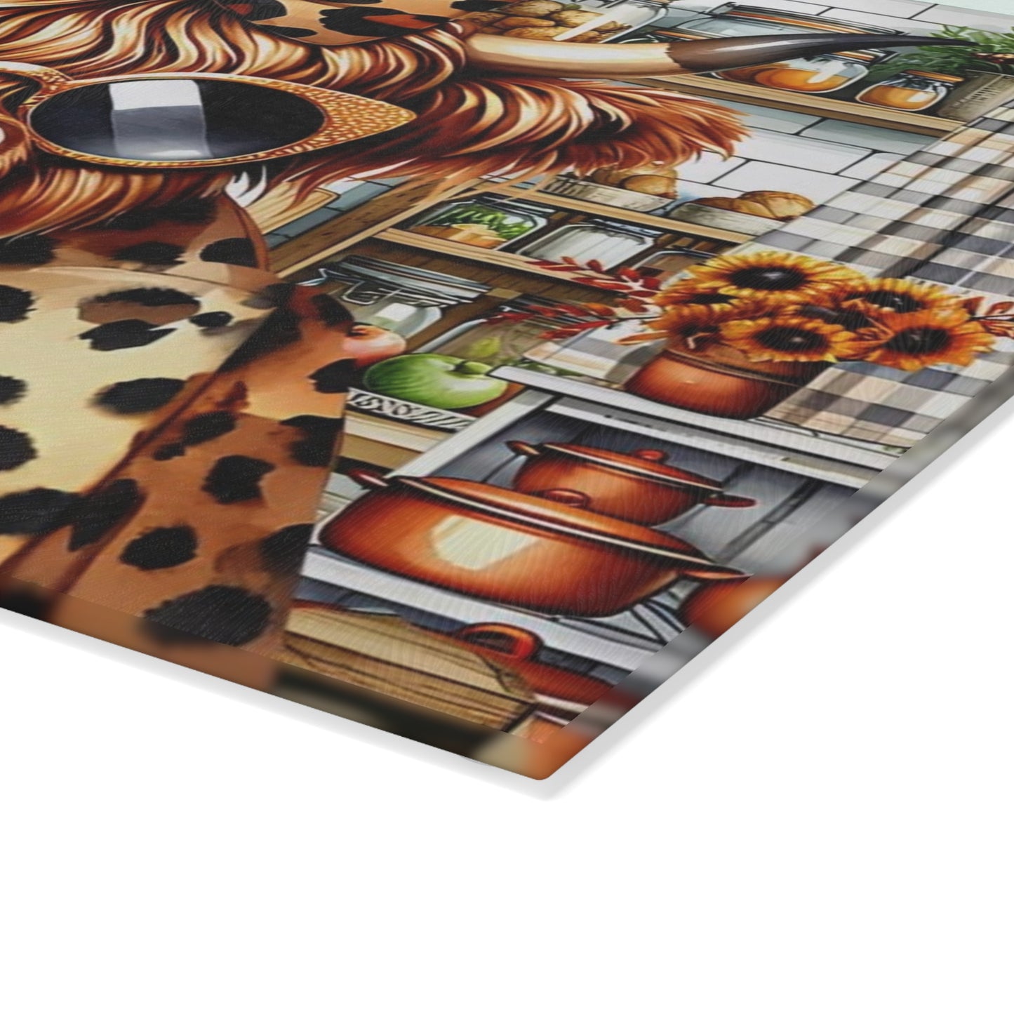 🐮🔥 “Stylish Country Cow” Glass Cutting Board – Cozy Charm for Your Kitchen