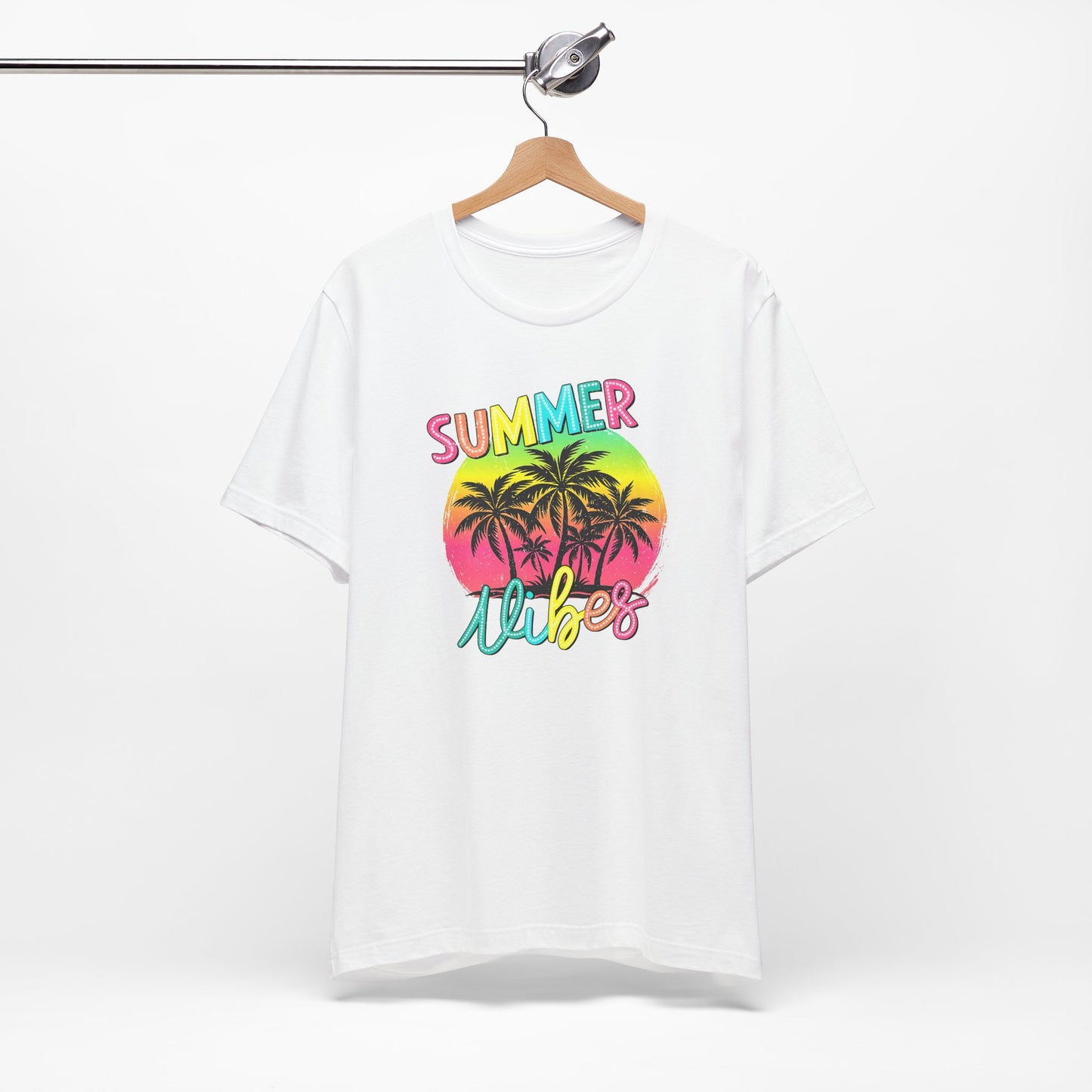 Camiseta Summer Vibes – Camiseta estampada de palmera en blanco | Camiseta de verano para mujer | Solo en blanco