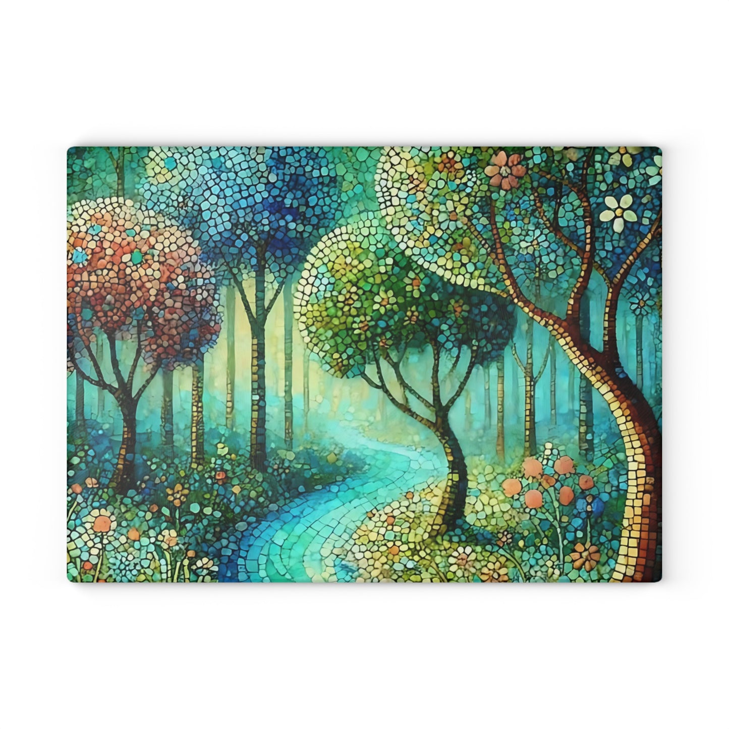 Tabla de cortar de vidrio templado con diseño de mosaico – Artistic Nature Design