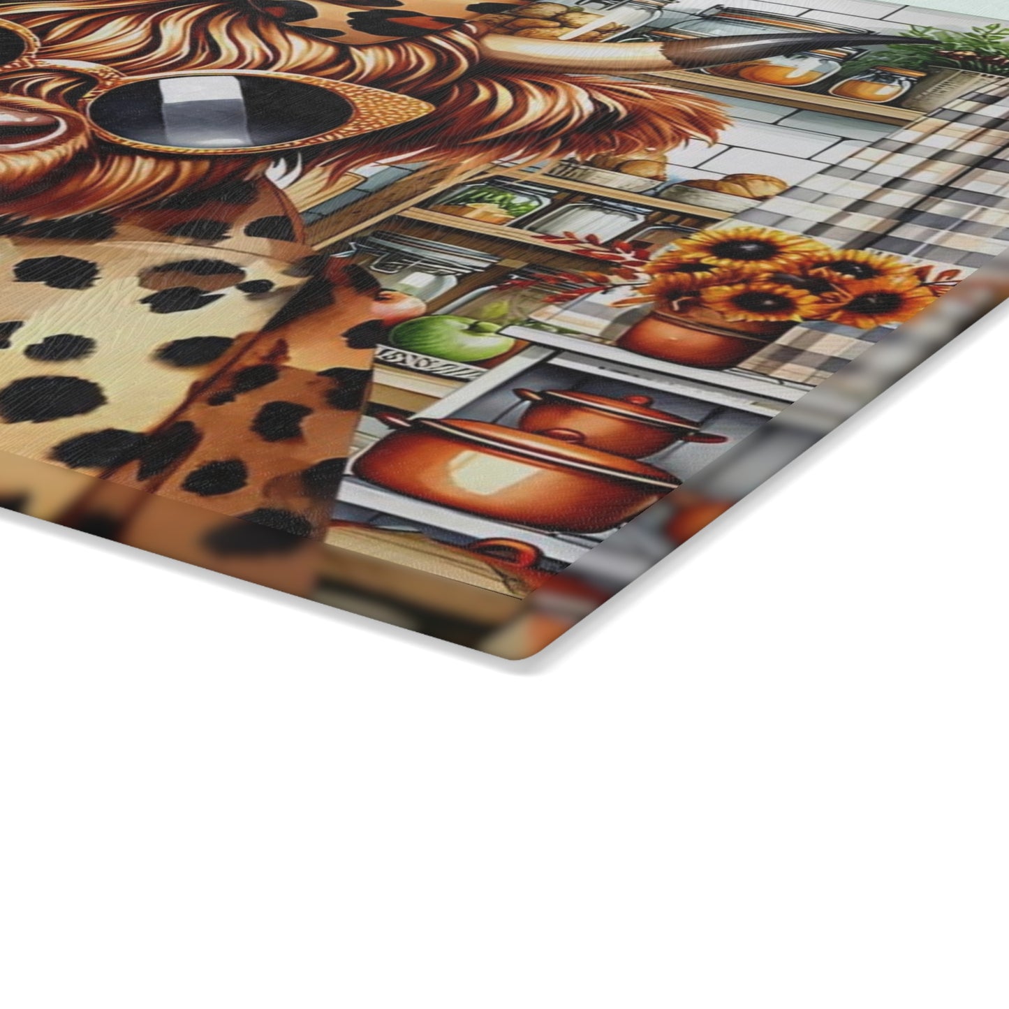 🐮🔥 “Stylish Country Cow” Glass Cutting Board – Cozy Charm for Your Kitchen