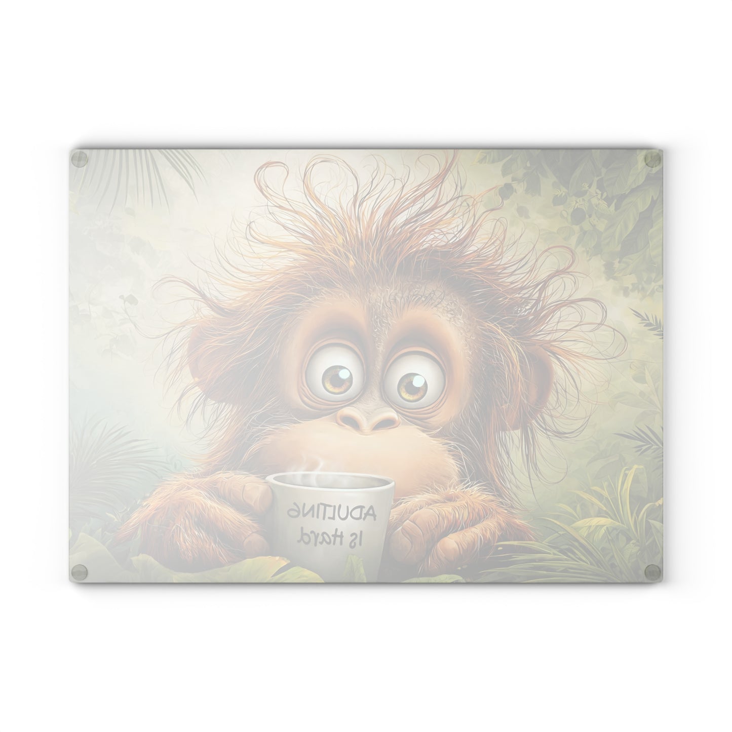 Adulting Is Hard Monkey Glass Cutting Board – Funny Kitchen Art