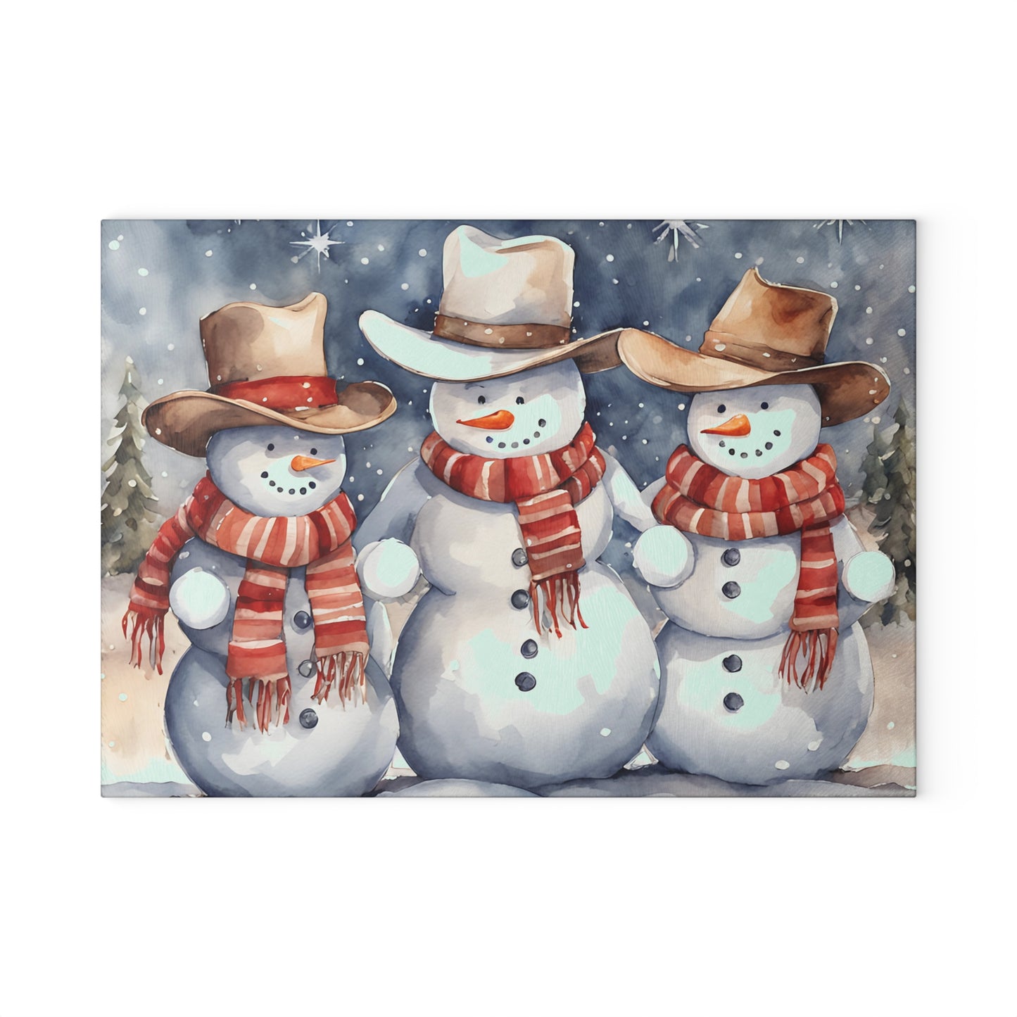 ⛄🤠 Cowboy Snowmen Cutting Board – Western Whimsy for Your Holiday Kitchen