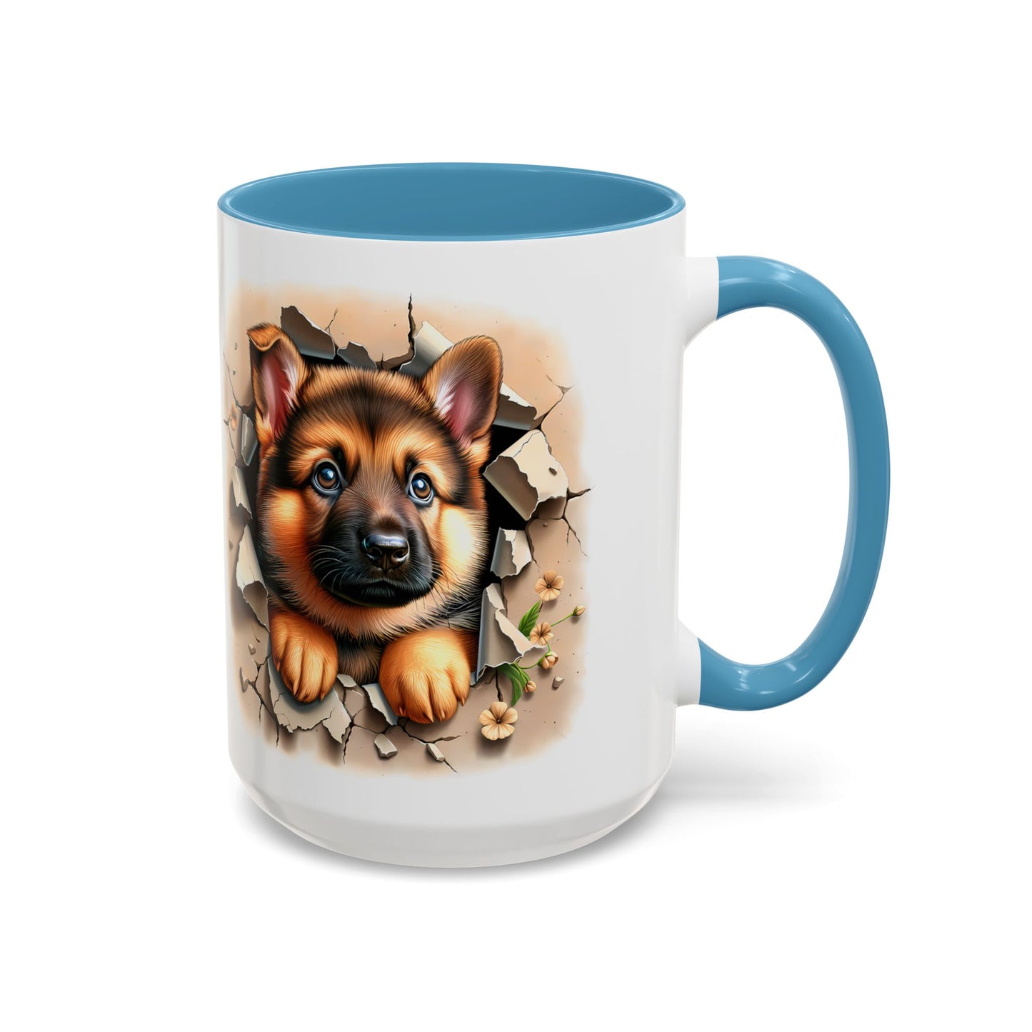 🐾☕ German Shepherd Puppy Peek Accent Mug – Loyal Pup Lover Gift ✨🖤