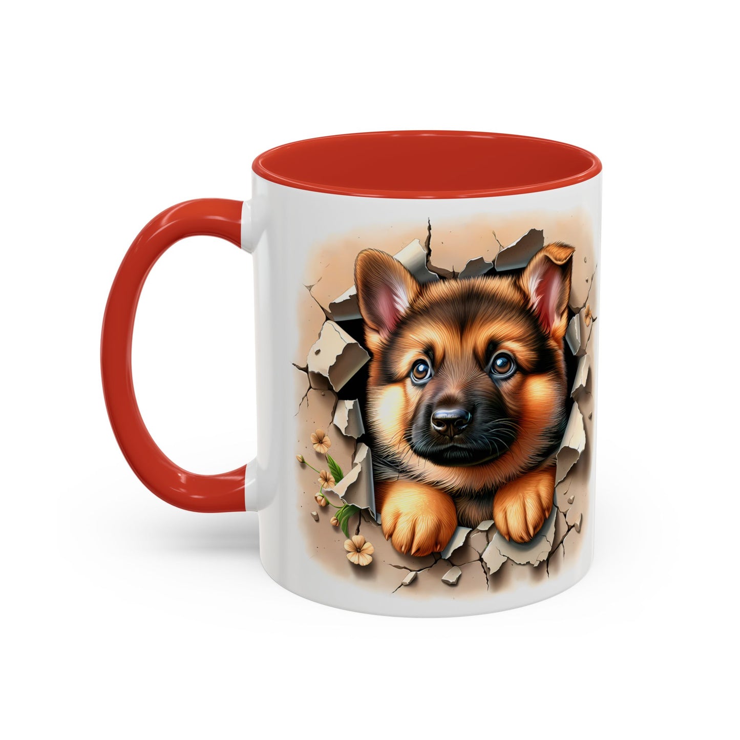 🐾☕ German Shepherd Puppy Peek Accent Mug – Loyal Pup Lover Gift ✨🖤