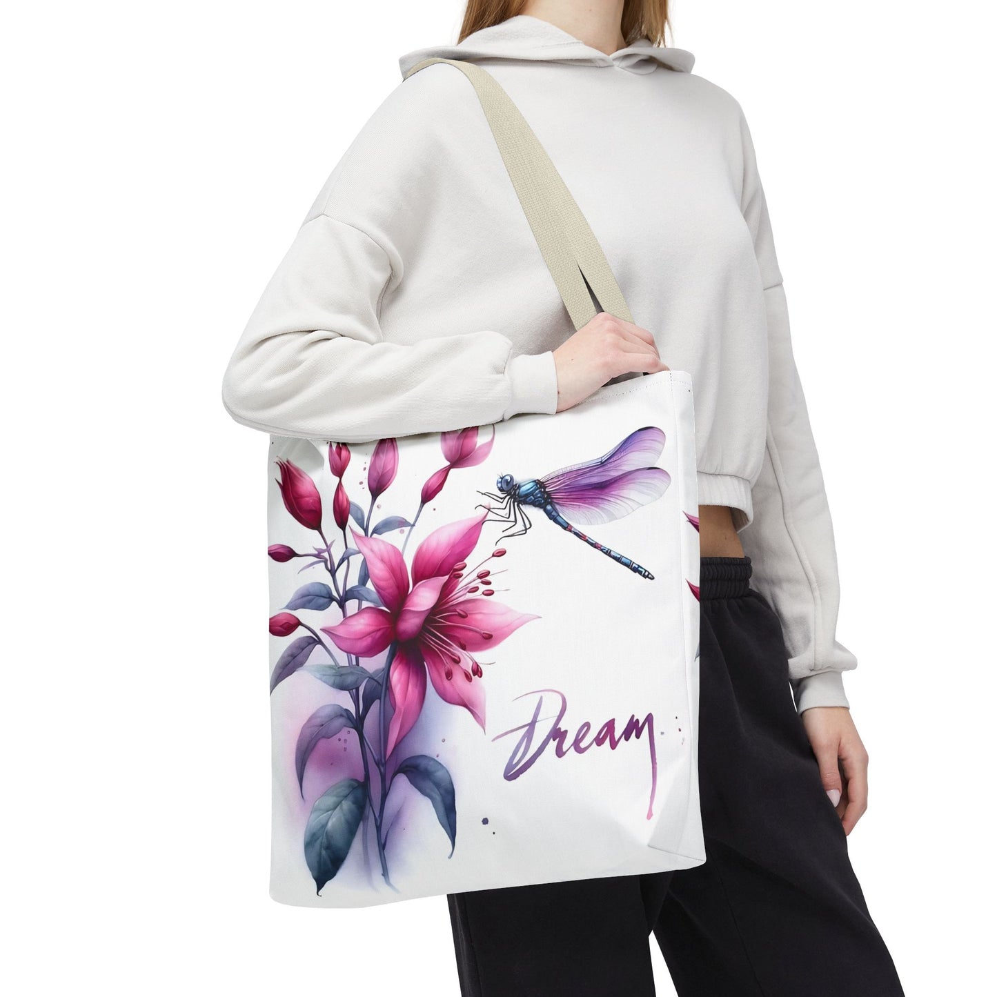 Bolso tote floral "Dream" con detalle de libélula: un bolso de mano inspirador y elegante