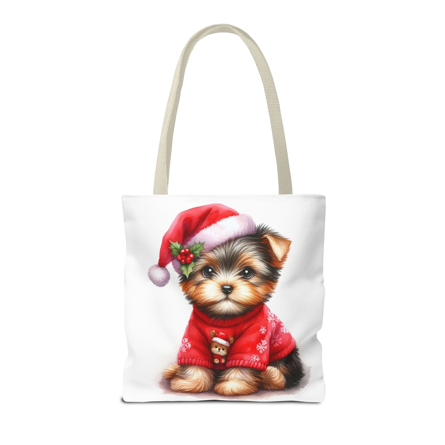 🎄 Santa Yorkie Christmas Tote Bag – Holiday Cheer in Every Stitch 🐾